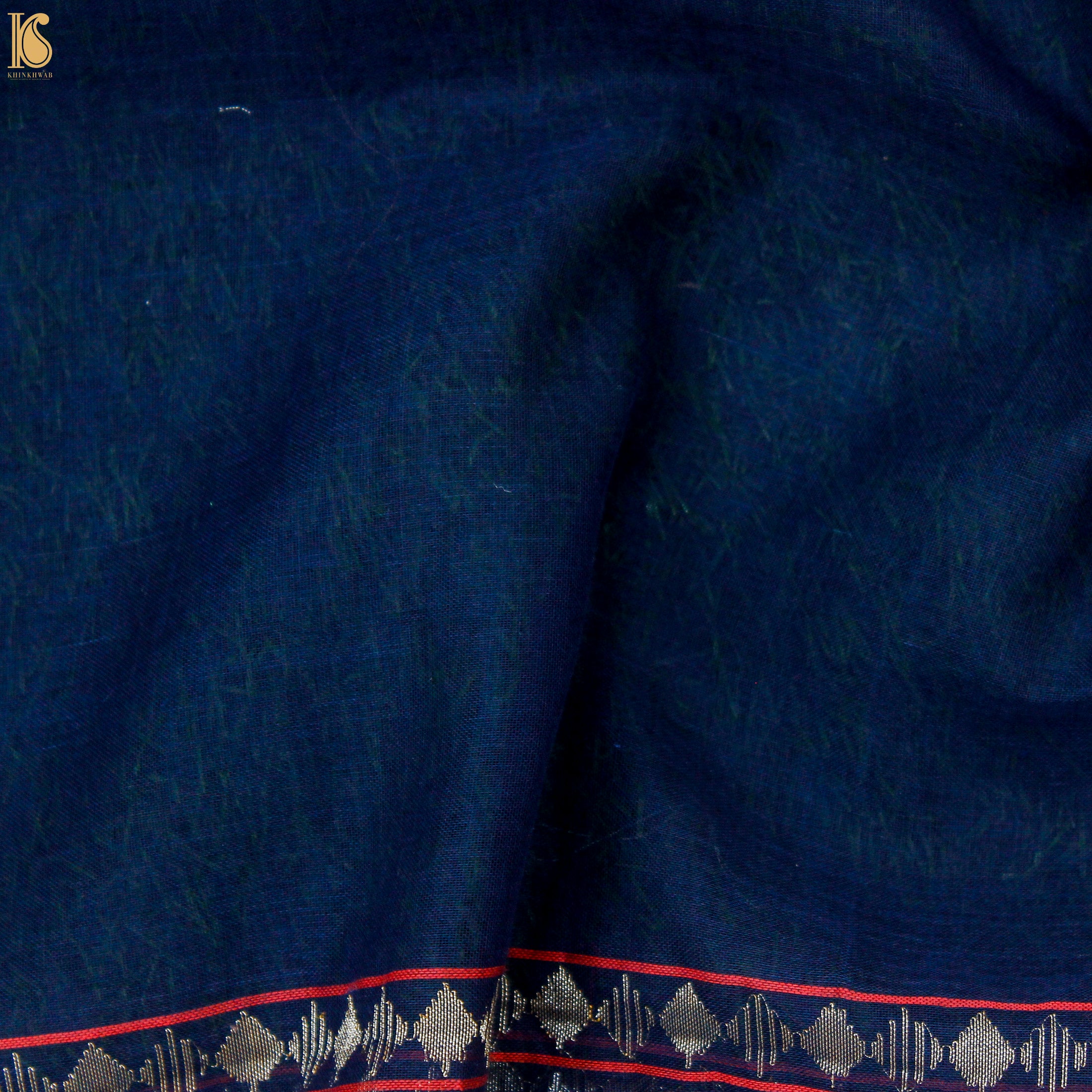 Nilambari Pure Cotton Real Silver Zari Handloom Banarasi Saree - Khinkhwab