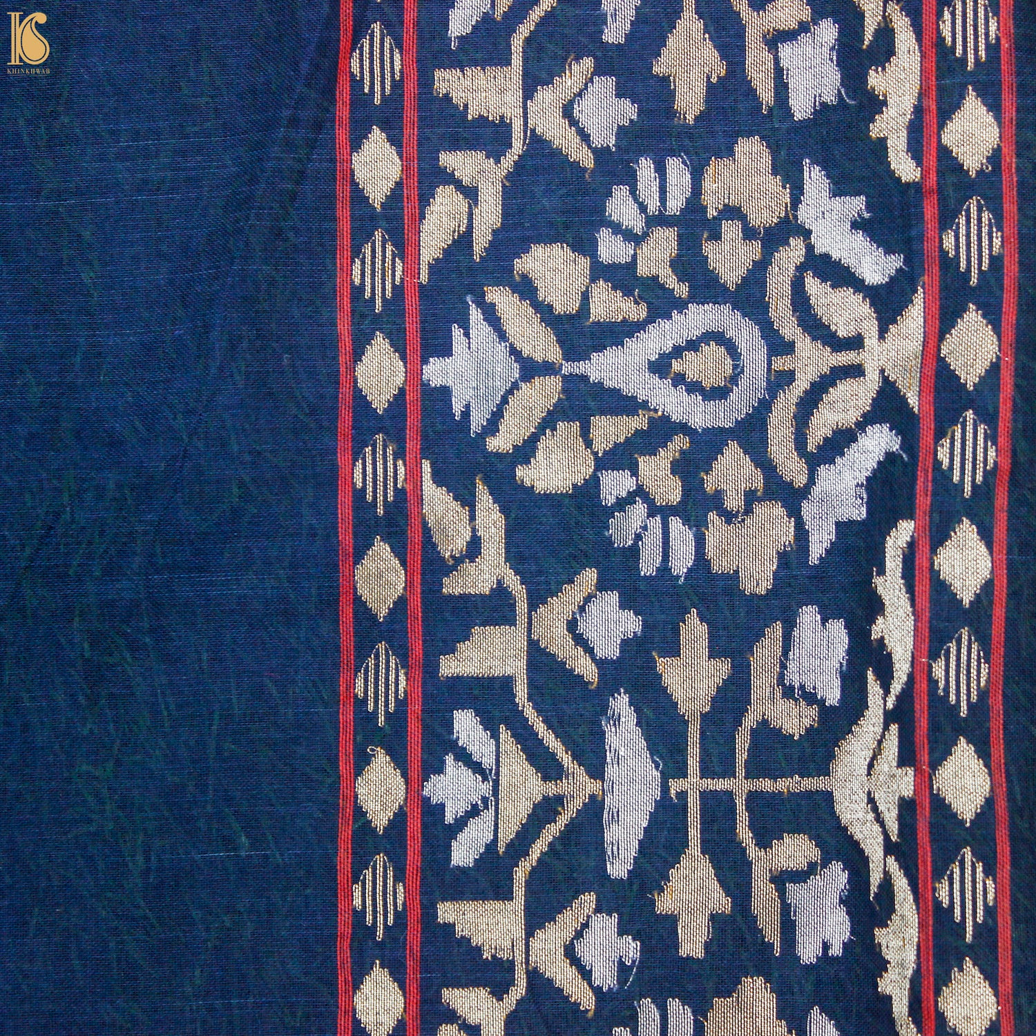 Nilambari Pure Cotton Real Silver Zari Handloom Banarasi Saree - Khinkhwab