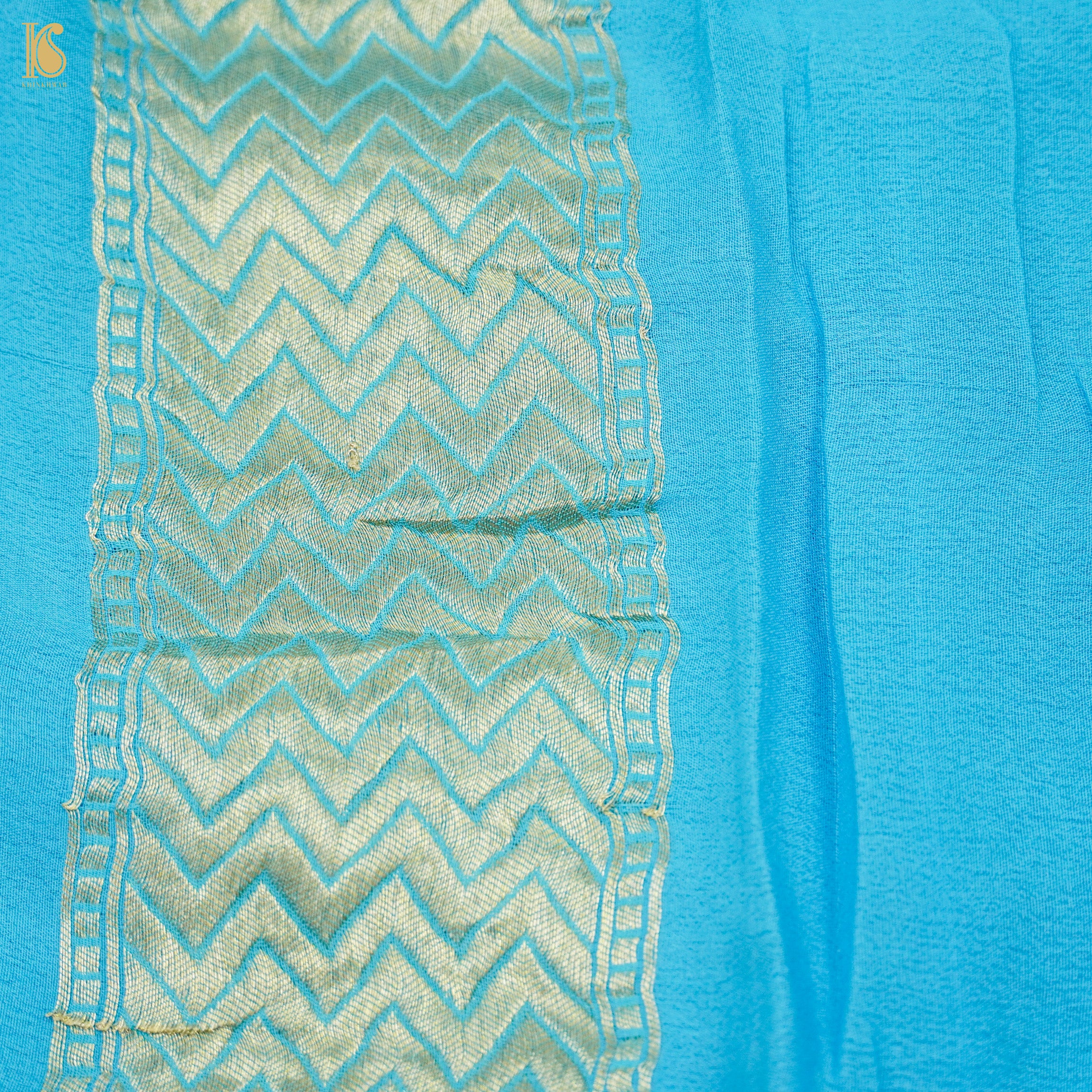 Casal Grey Pure Georgette Banarasi Honeycomb Saree - Khinkhwab