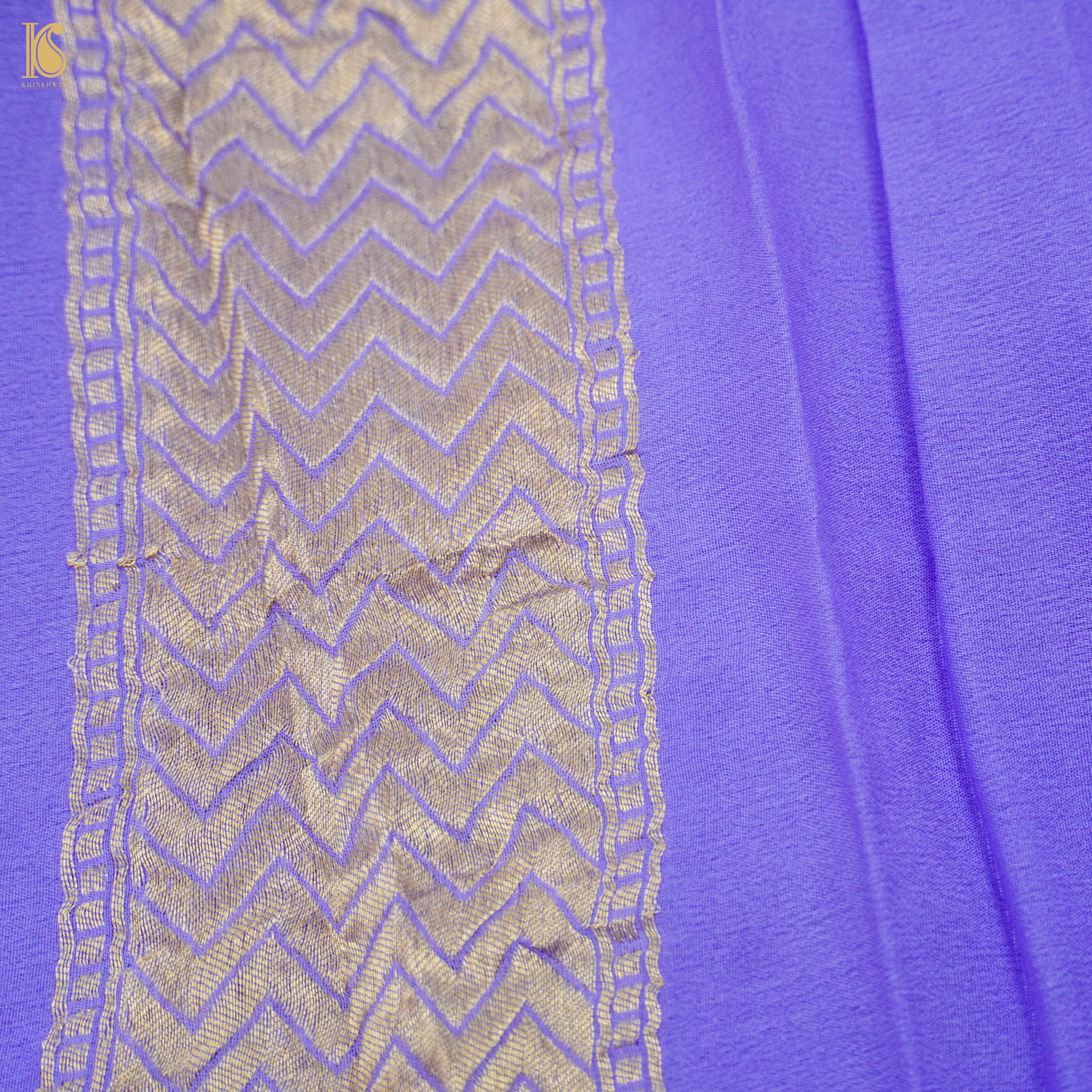 Shaded Orange Pure Georgette Banarasi Honeycomb Saree - Khinkhwab