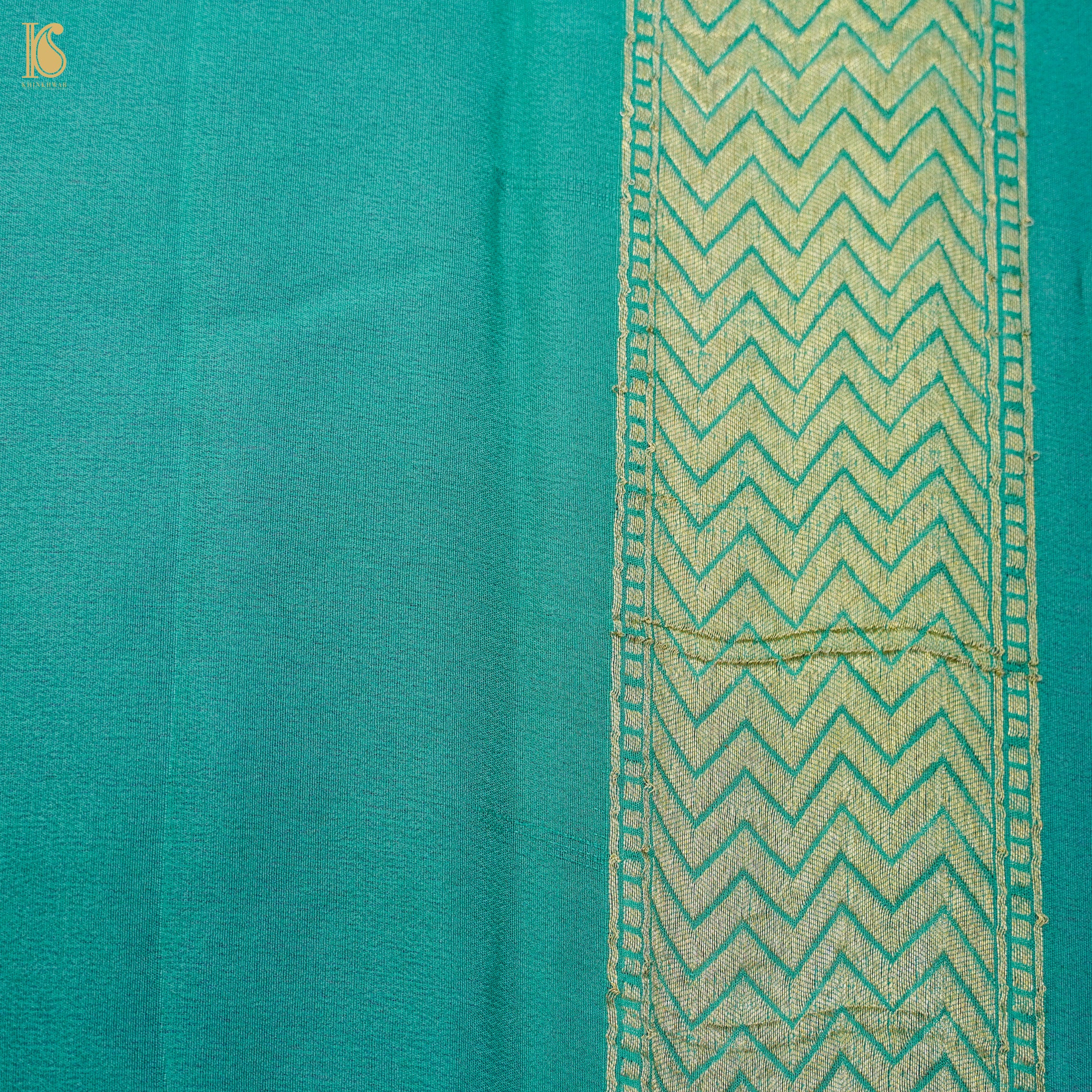 Tea Rose Pink & Yellow Pure Georgette Banarasi Honeycomb Saree - Khinkhwab