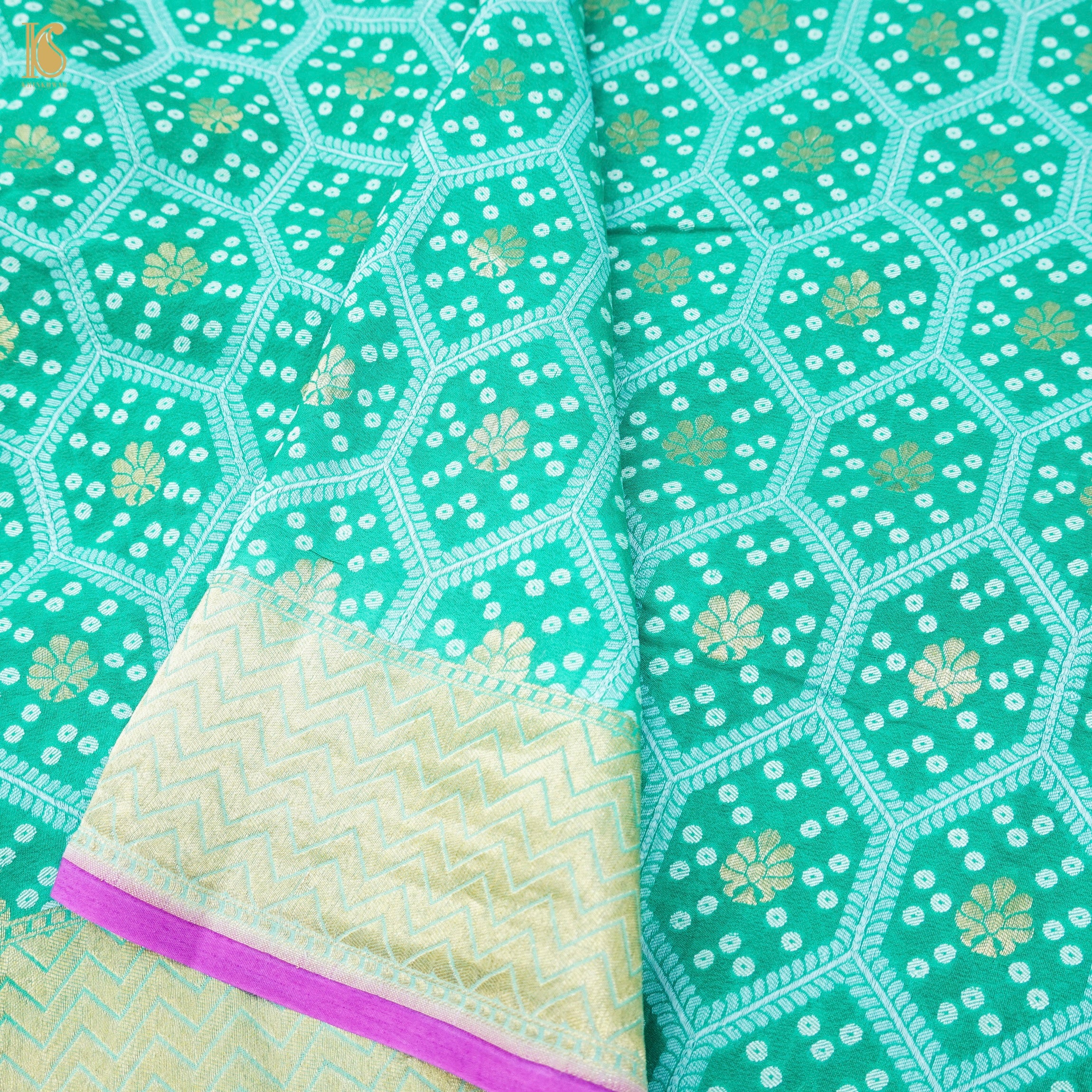 Electric Blue Pure Georgette Banarasi Honeycomb Saree - Khinkhwab
