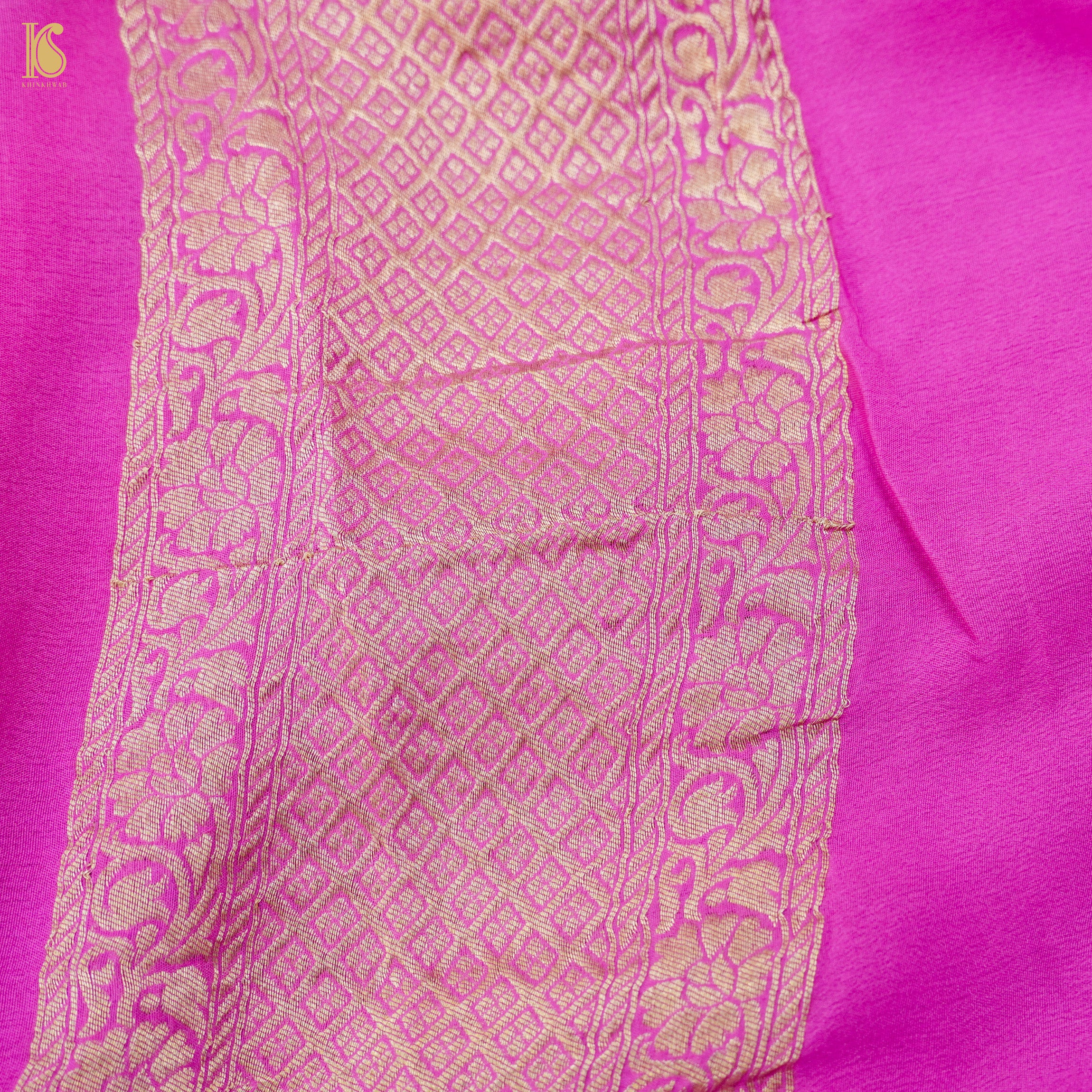 Turquoise Blue Pure Georgette Banarasi Woven Bandhani Saree - Khinkhwab