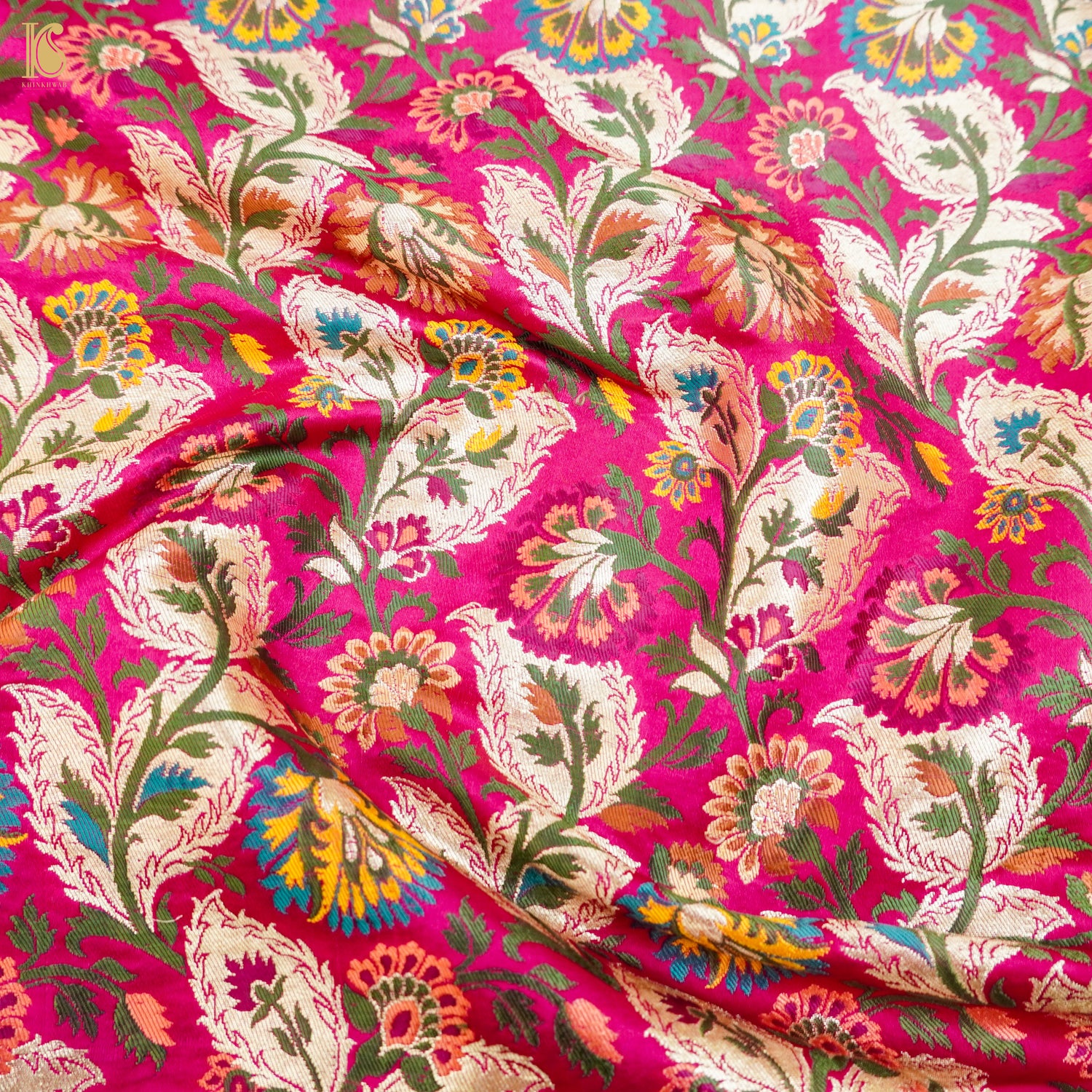 Razzmatazz Pink Kinkhab / Kimkhab Brocade Banarasi Fabric - Khinkhwab