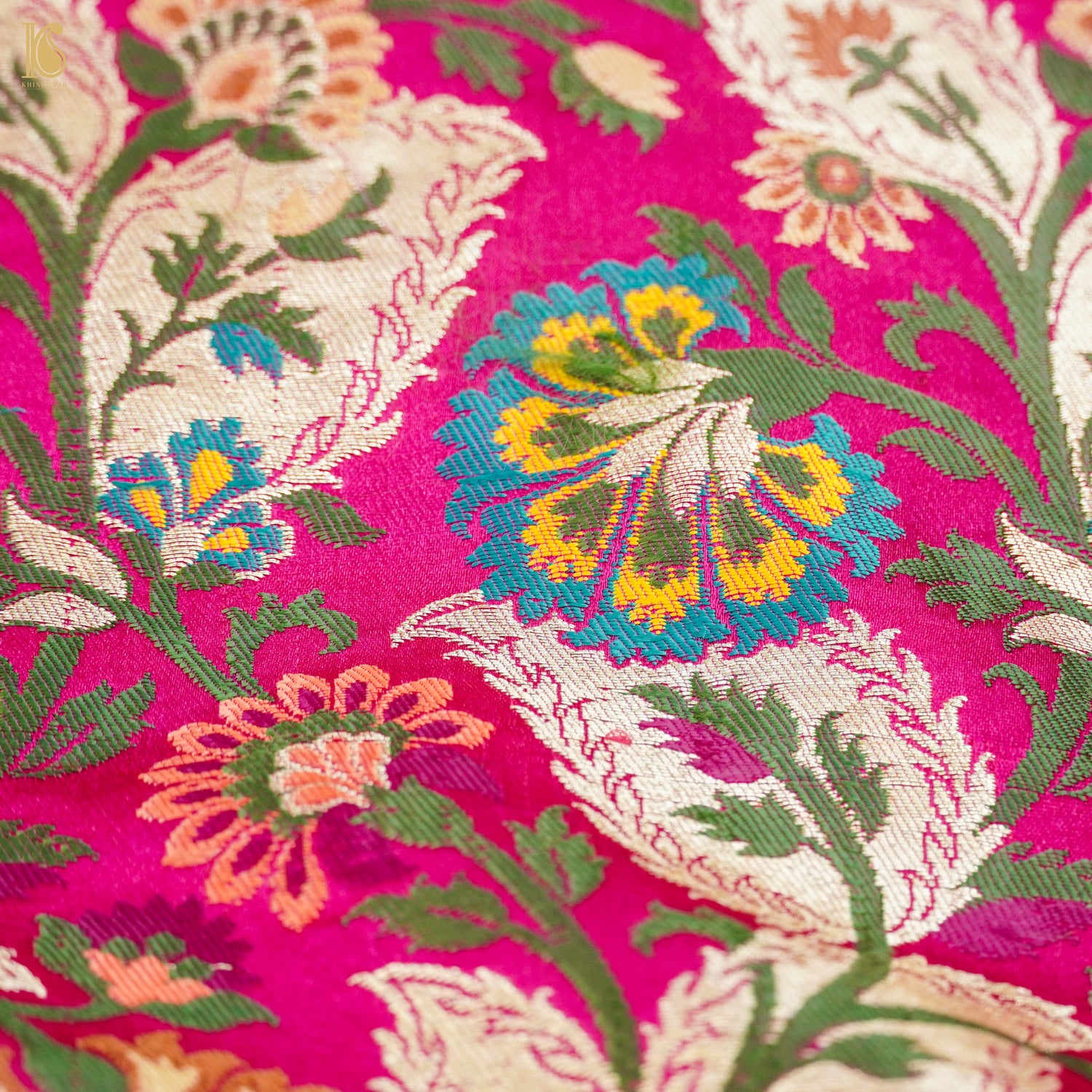 Razzmatazz Pink Kinkhab / Kimkhab Brocade Banarasi Fabric - Khinkhwab