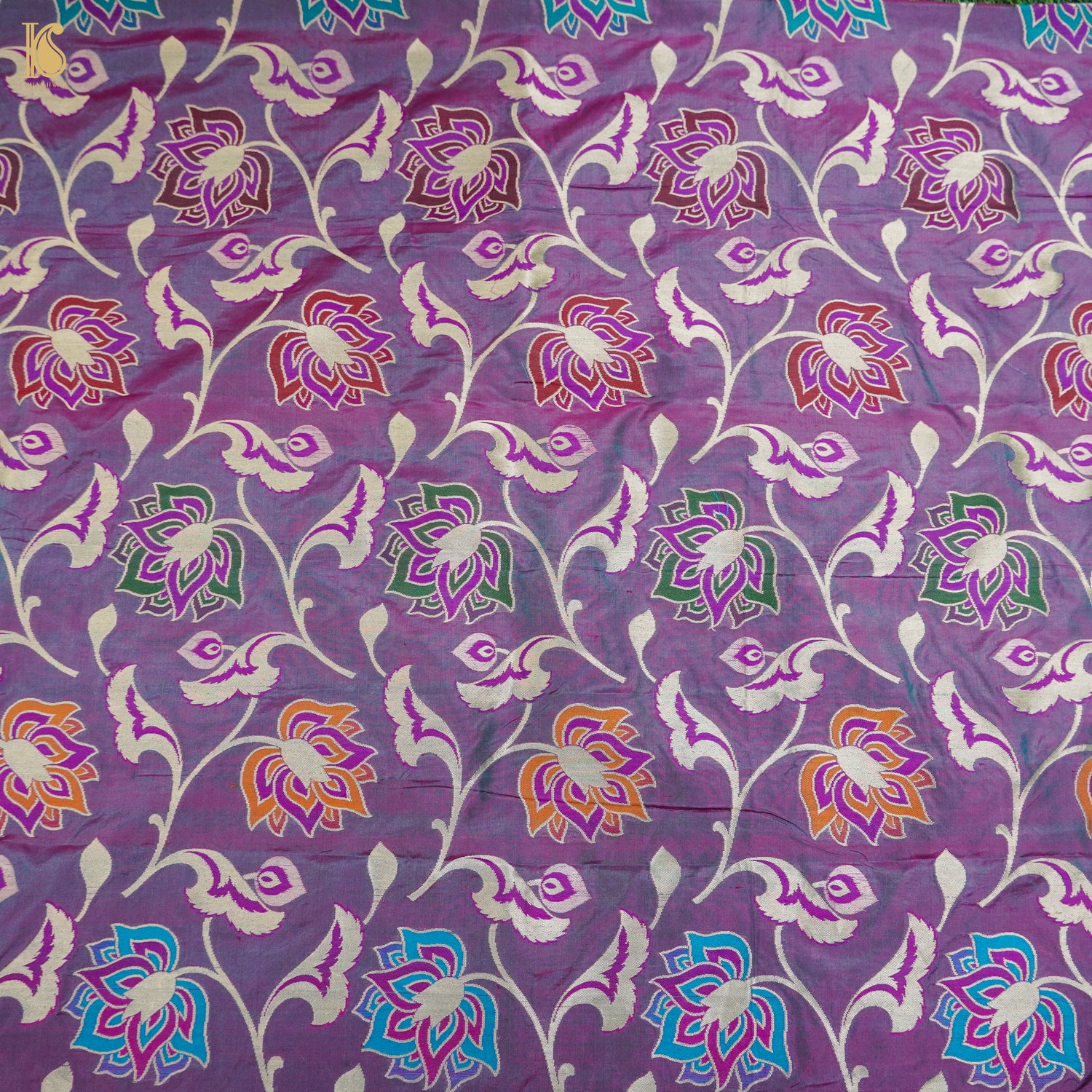 Affair Purple Pure Katan Silk Banarasi Meenakari Handloom Fabric - Khinkhwab