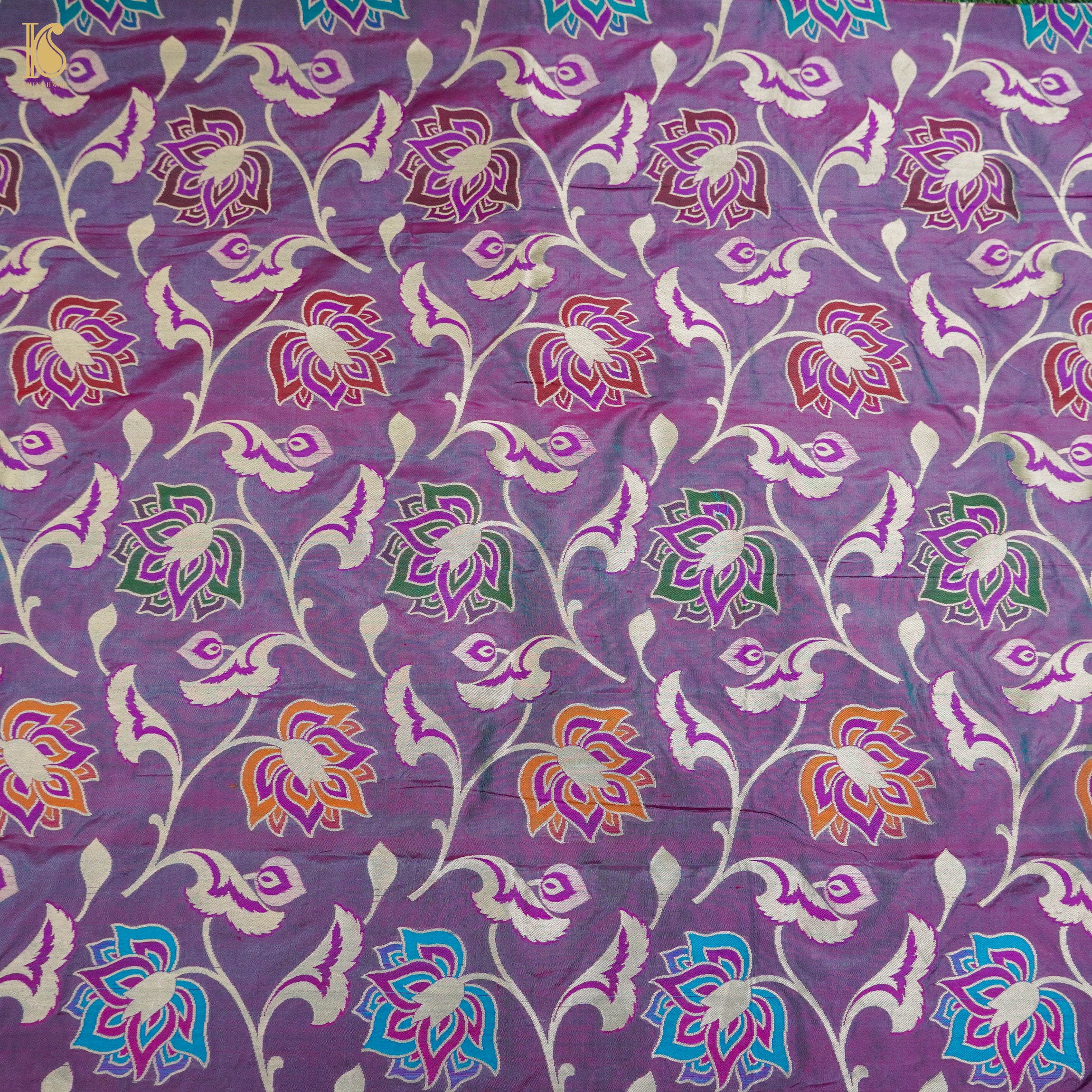 Affair Purple Pure Katan Silk Banarasi Meenakari Handloom Fabric - Khinkhwab