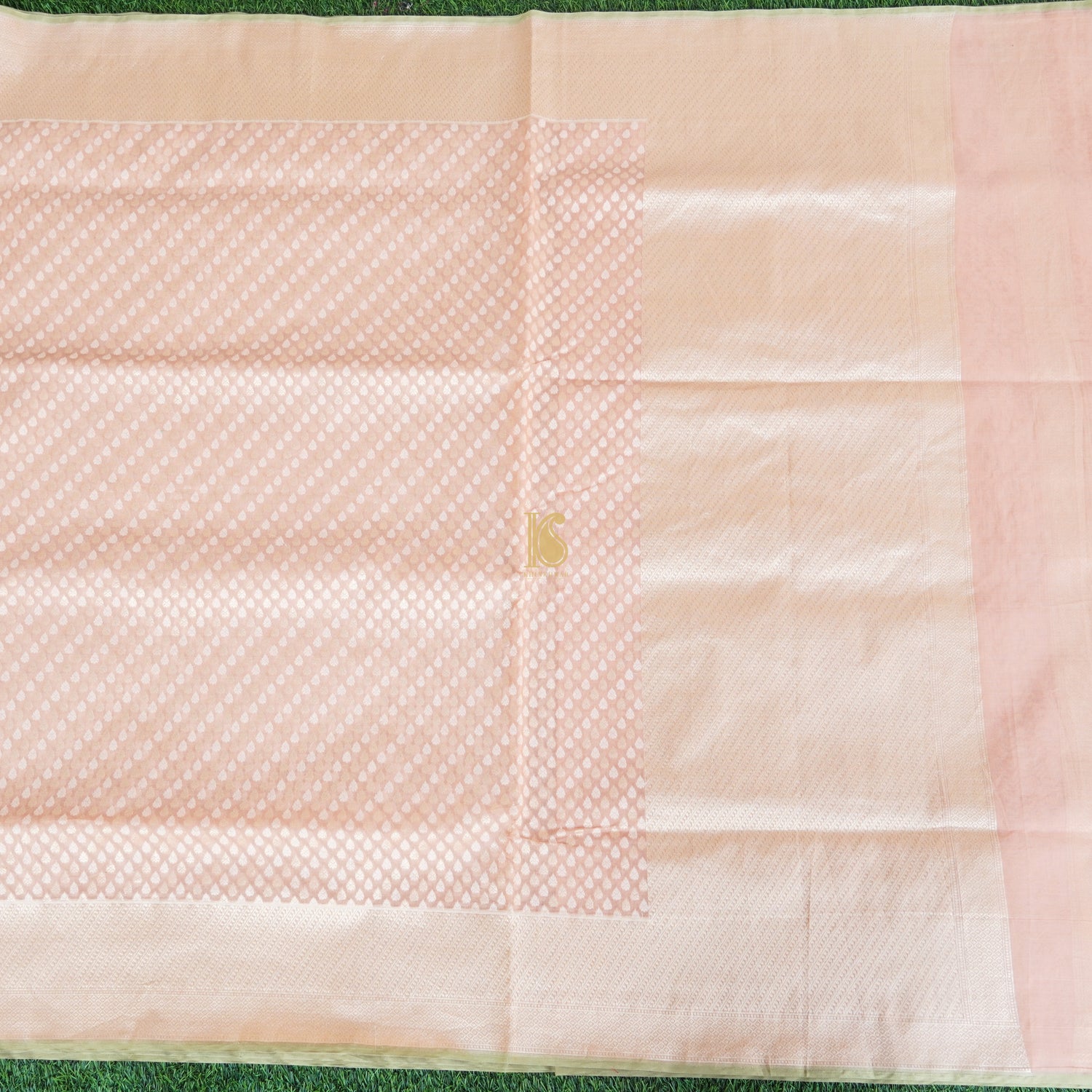 Handloom Pure Cotton Peach Banarasi Saree - Khinkhwab