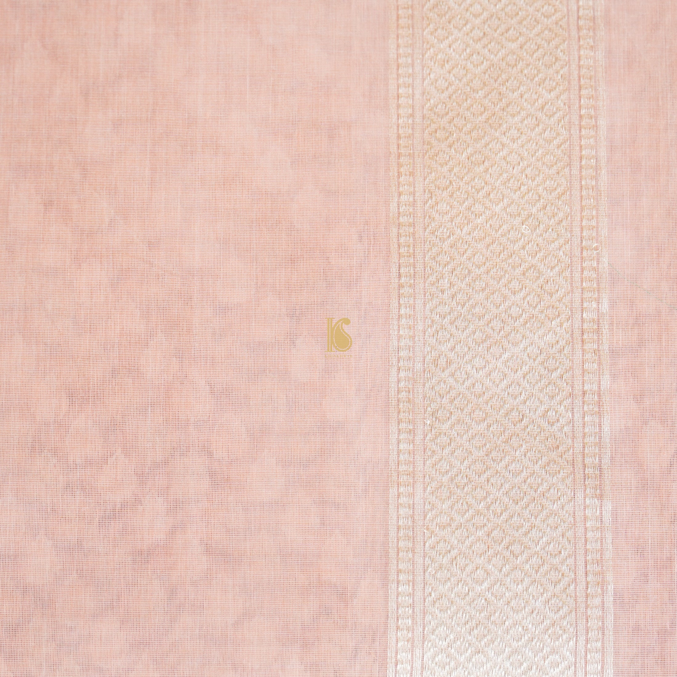 Handloom Pure Cotton Peach Banarasi Saree - Khinkhwab