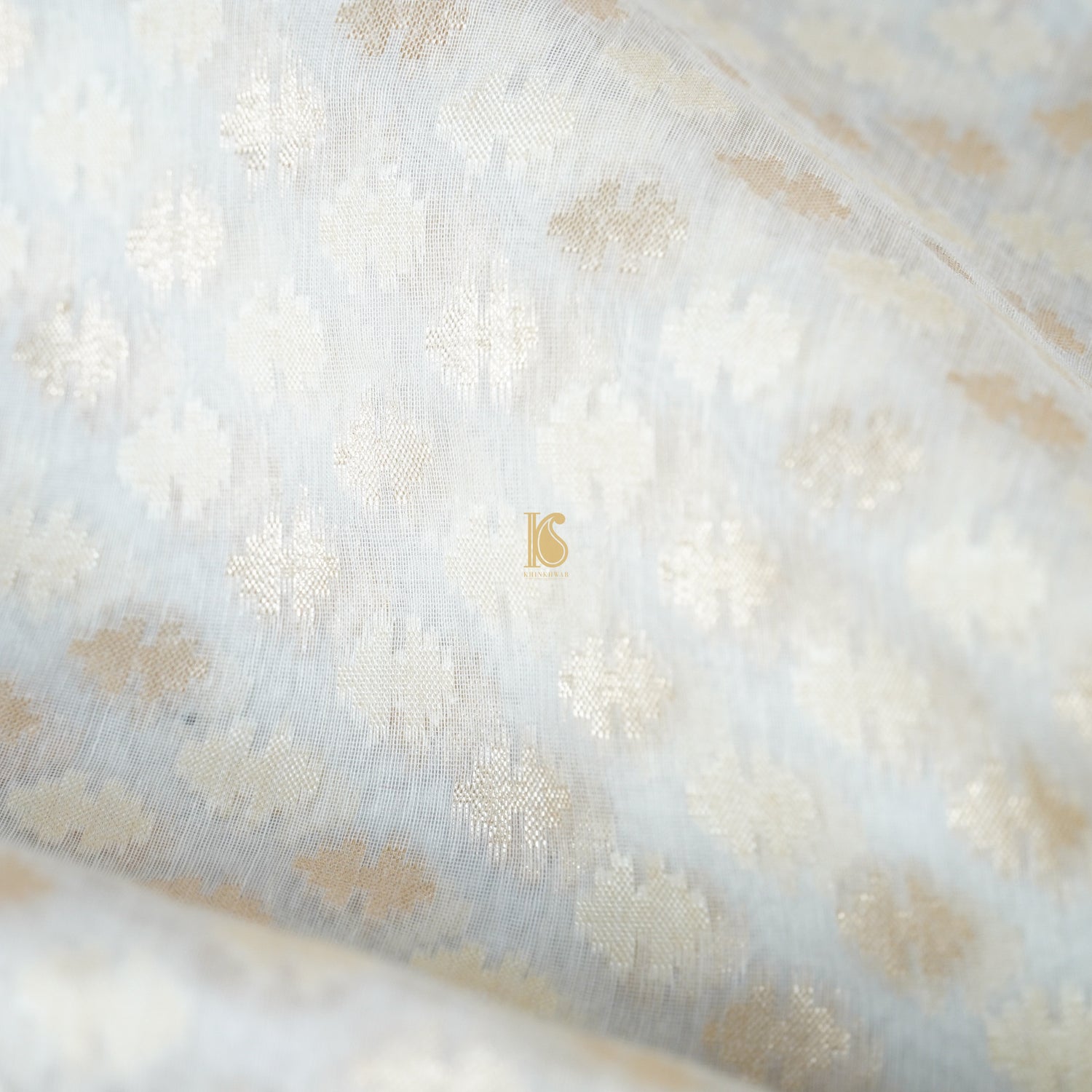 Handloom Pure Cotton Pale White Banarasi Saree - Khinkhwab