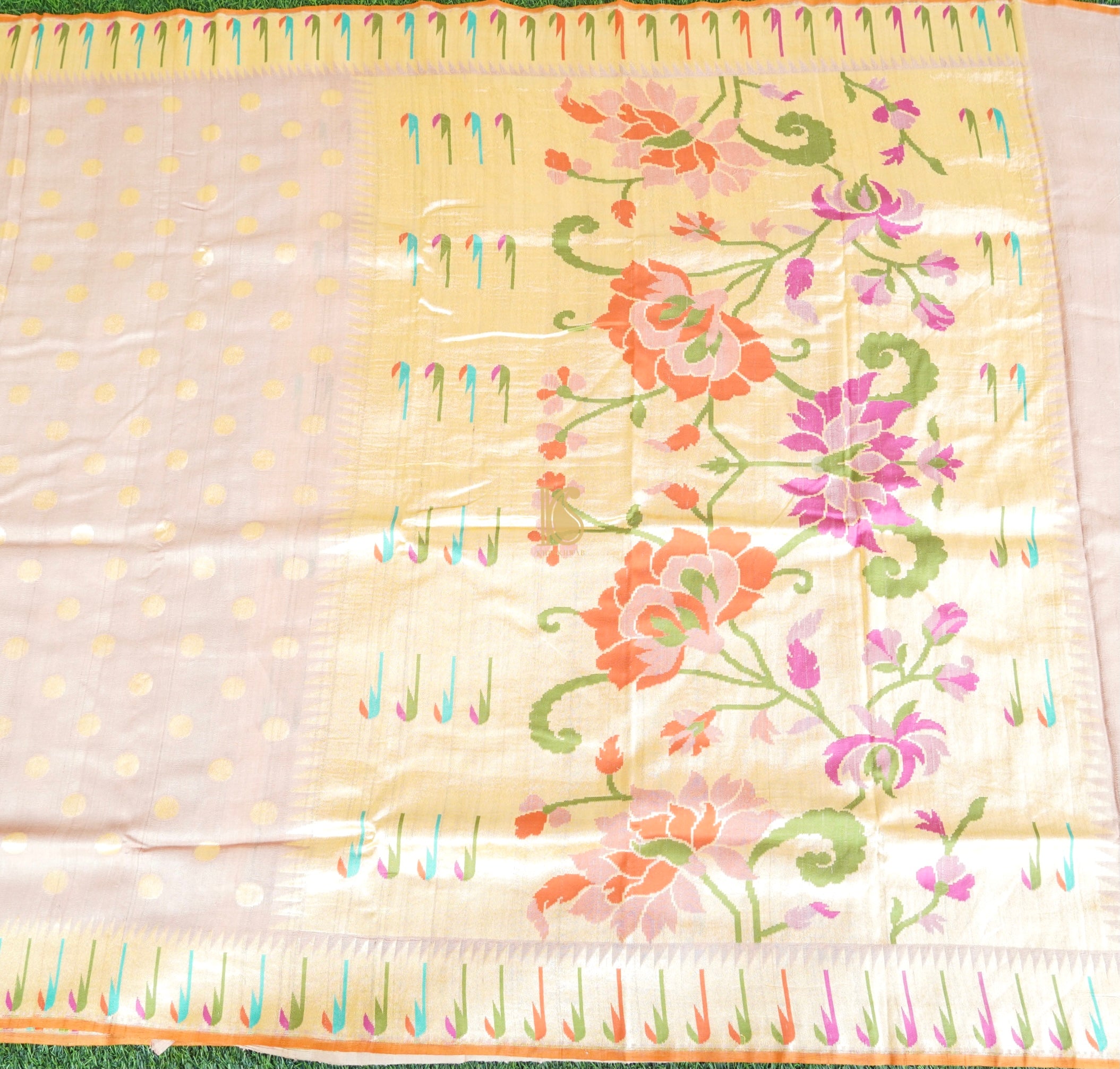 Pot Pourri Pink Tussar Silver Zari Muniya Border Banarasi Saree - Khinkhwab