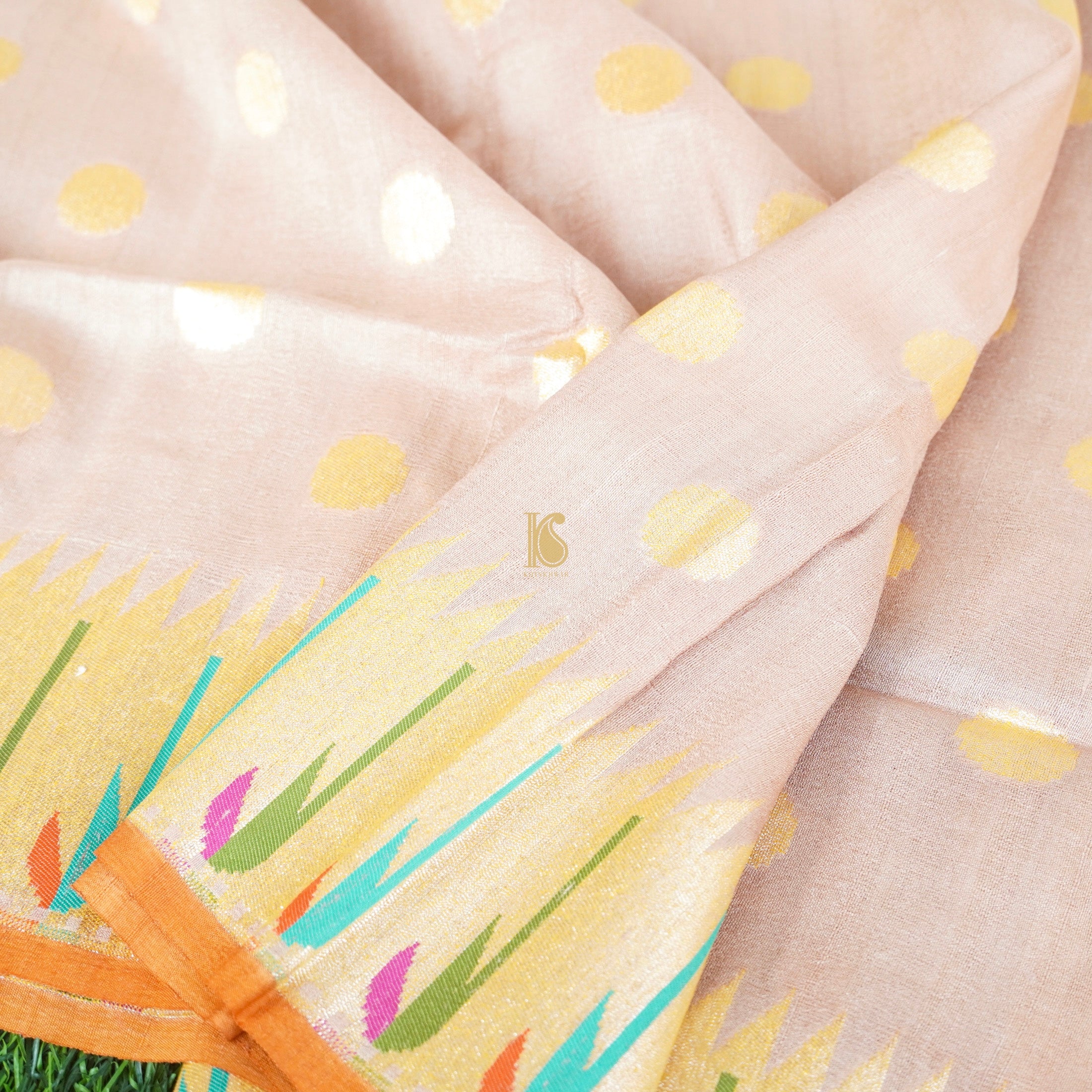 Pot Pourri Pink Tussar Silver Zari Muniya Border Banarasi Saree - Khinkhwab