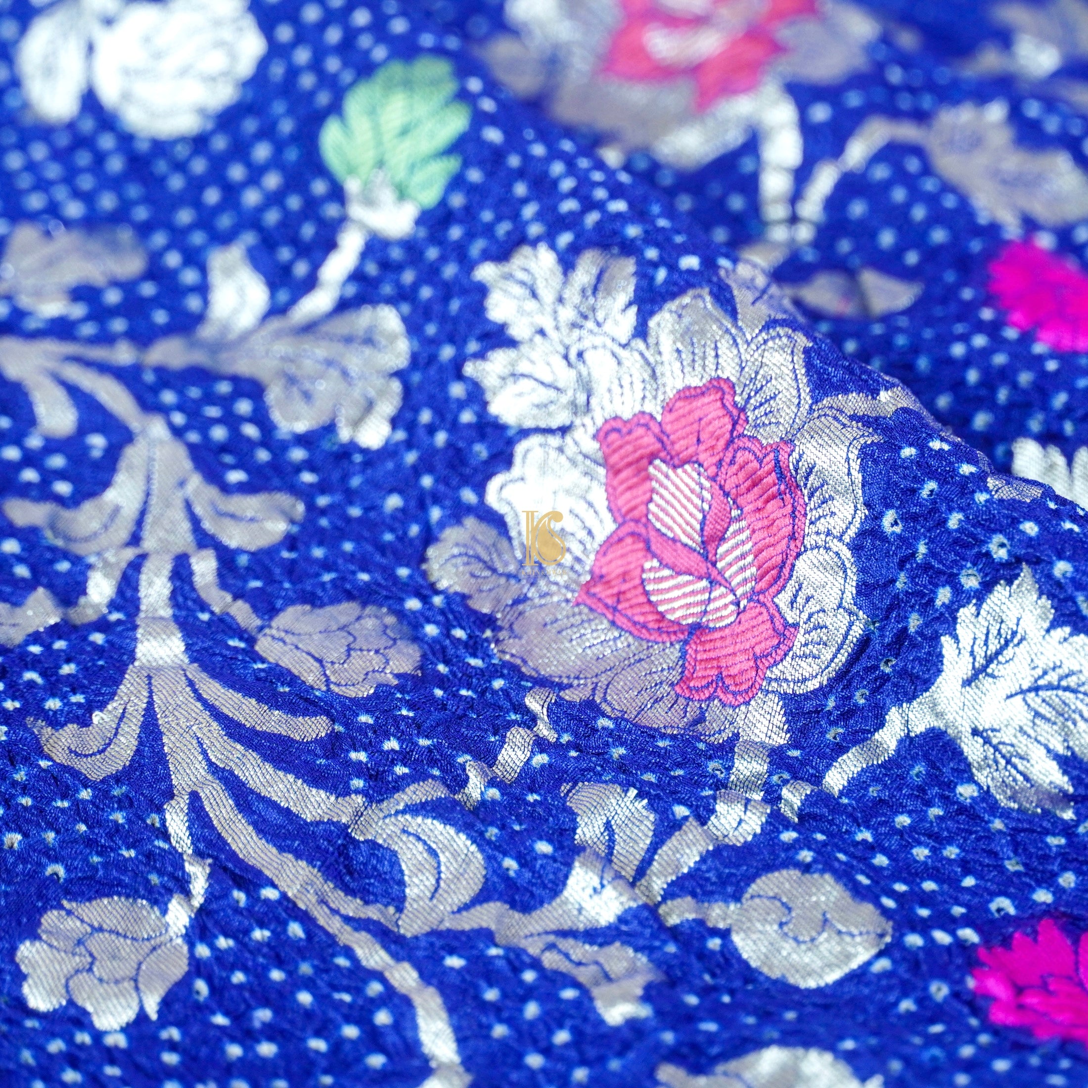 Egyptian Blue Tussar Silk Banarasi Bandhani Saree - Khinkhwab