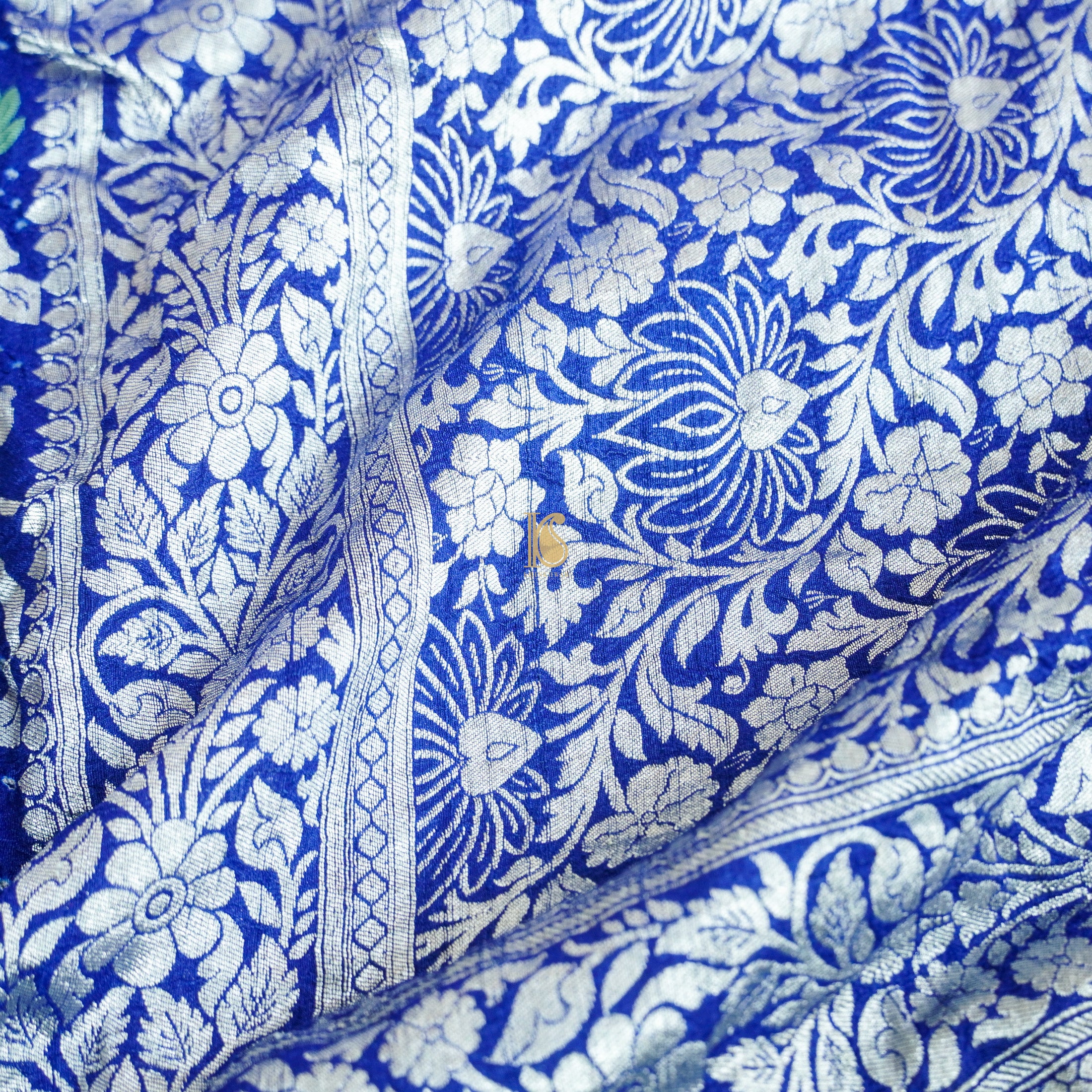 Egyptian Blue Tussar Silk Banarasi Bandhani Saree - Khinkhwab