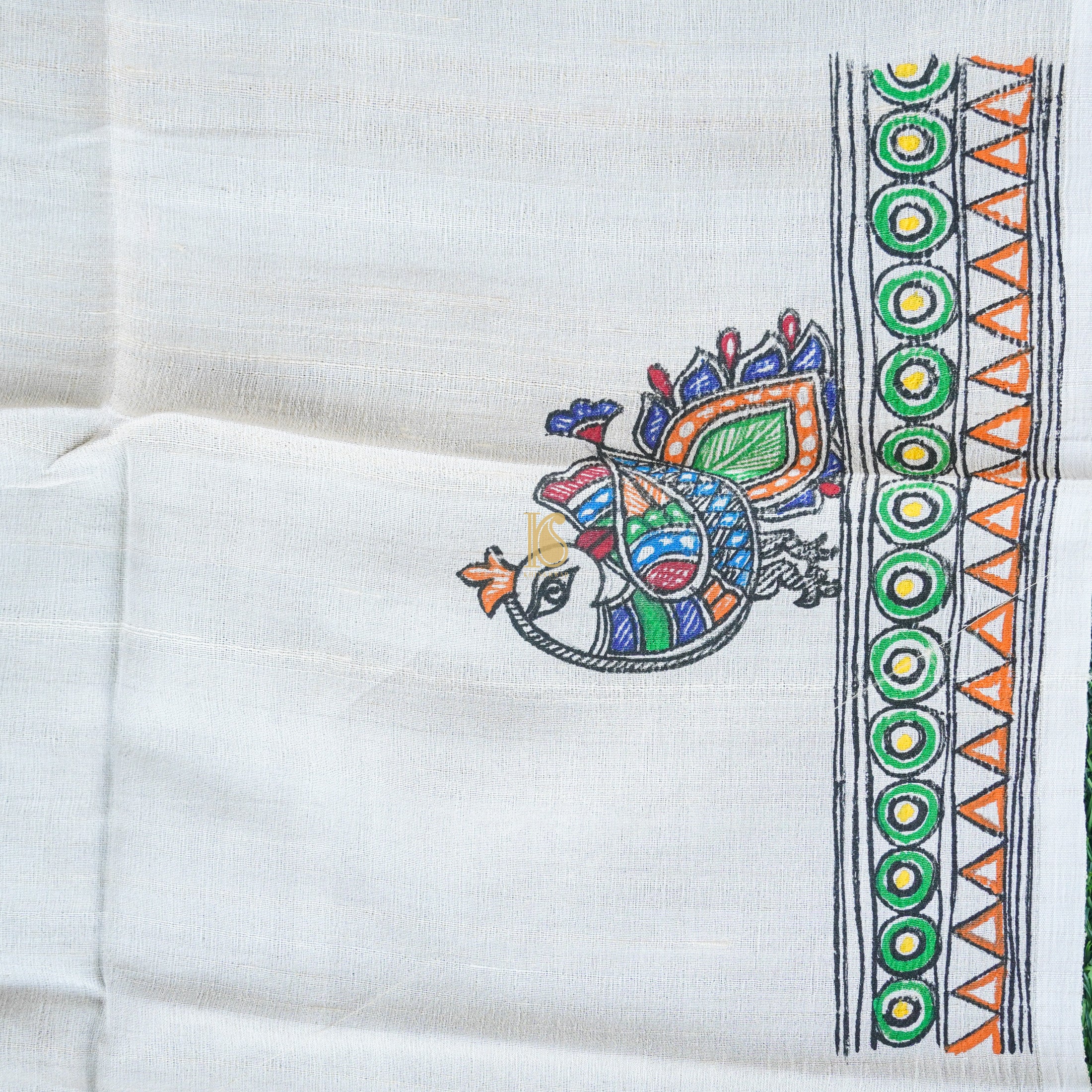 Handloom Pure Tussar Silk Hand Painted Madhubani Banarasi Blouse Piece - Khinkhwab