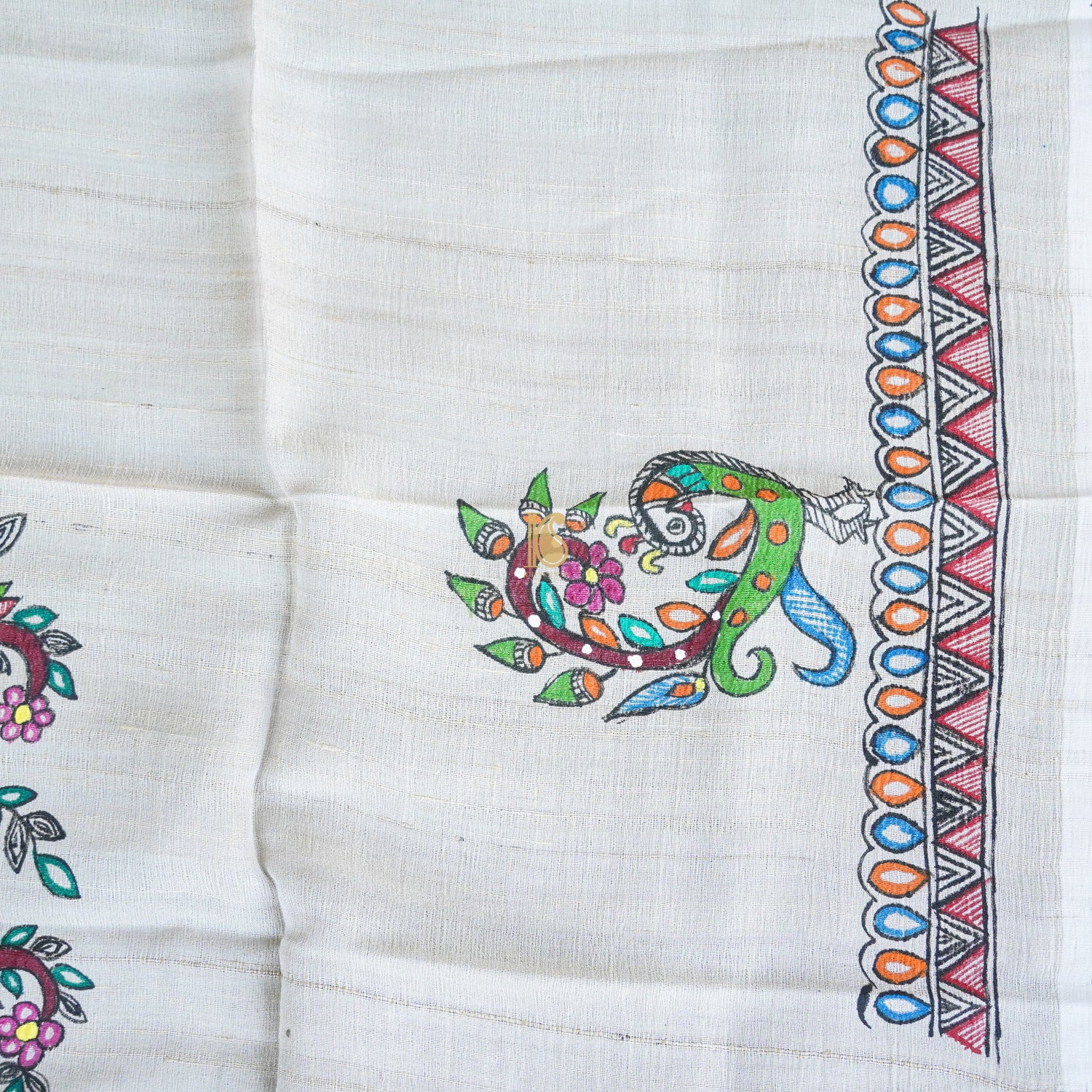 Handloom Pure Tussar Silk Hand Painted Madhubani Banarasi Blouse Piece - Khinkhwab