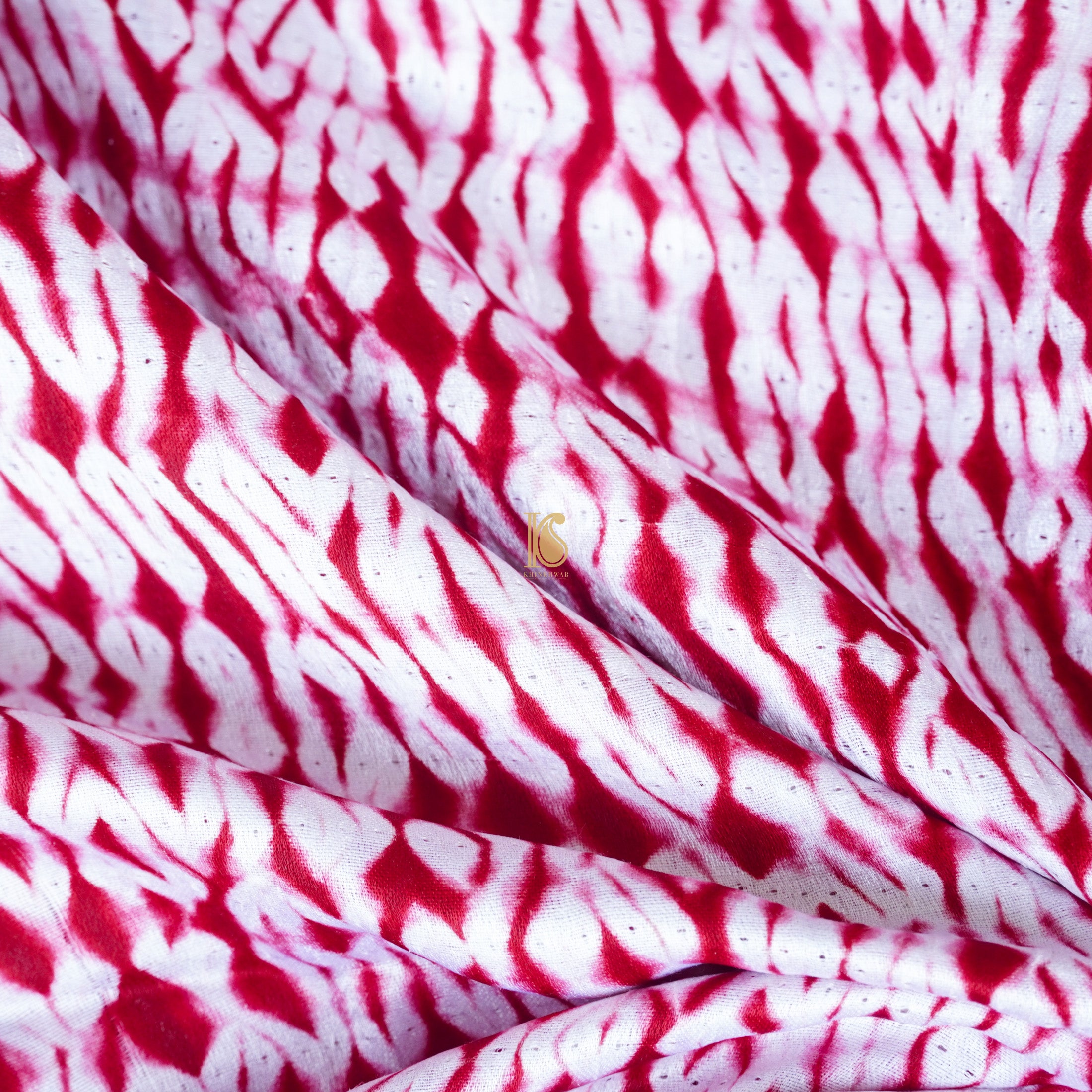 Amaranth Red Pure Gajji Handloom Shibori Fabric - Khinkhwab