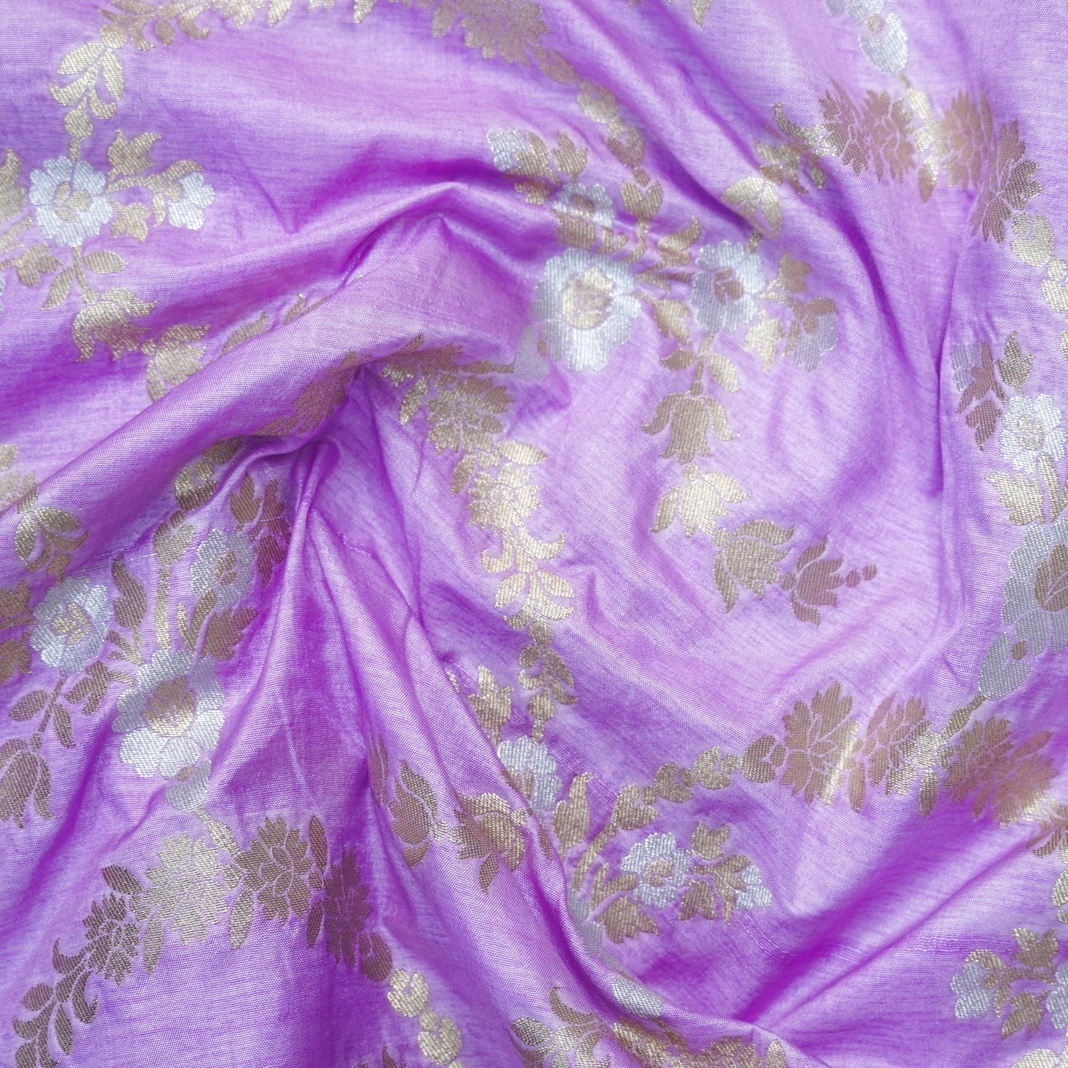 Purple Banarasi Semi Silk Fabric - Khinkhwab
