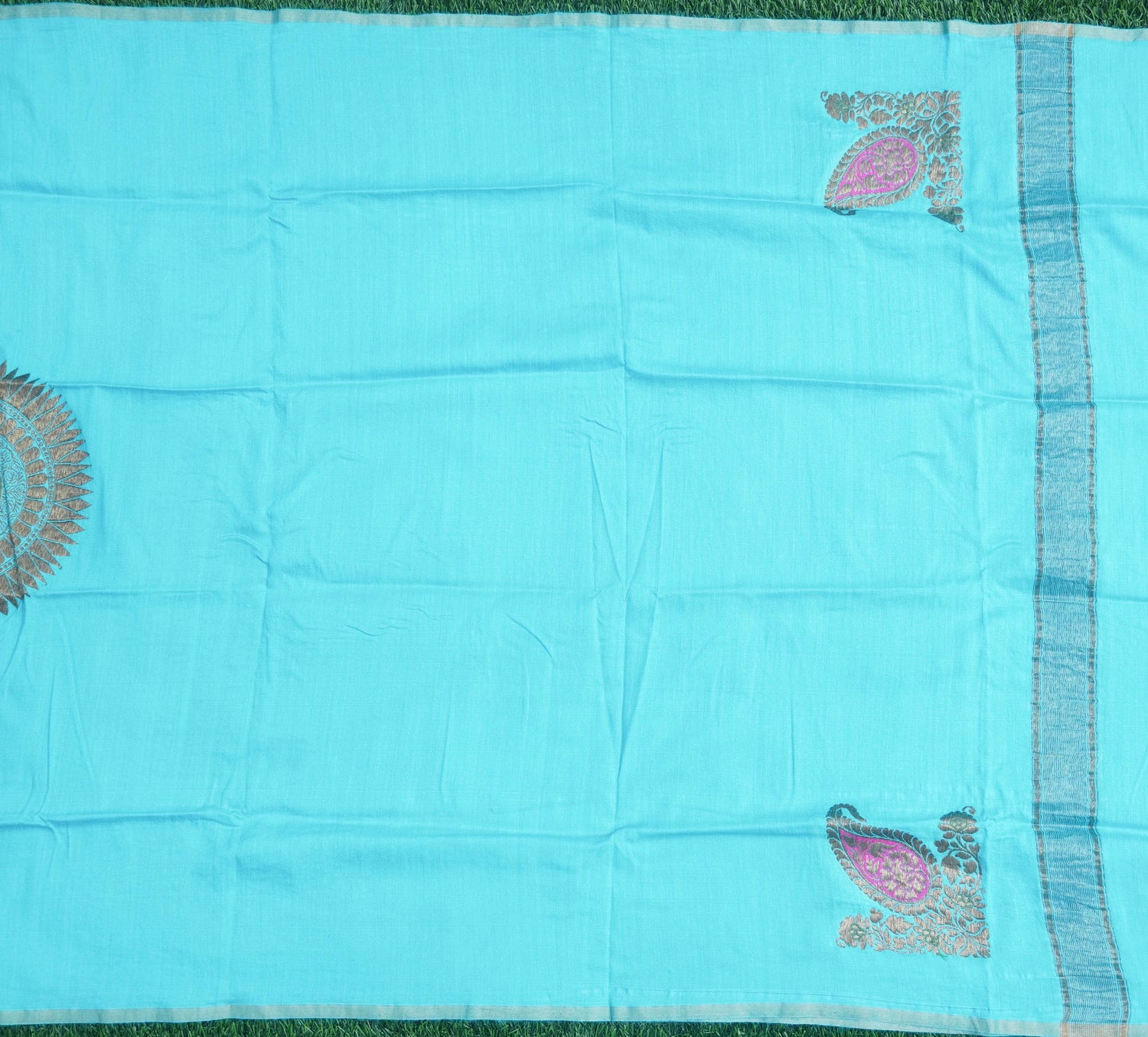 Blue Pure Moonga Silk Handloom Banarasi Dupatta - Khinkhwab