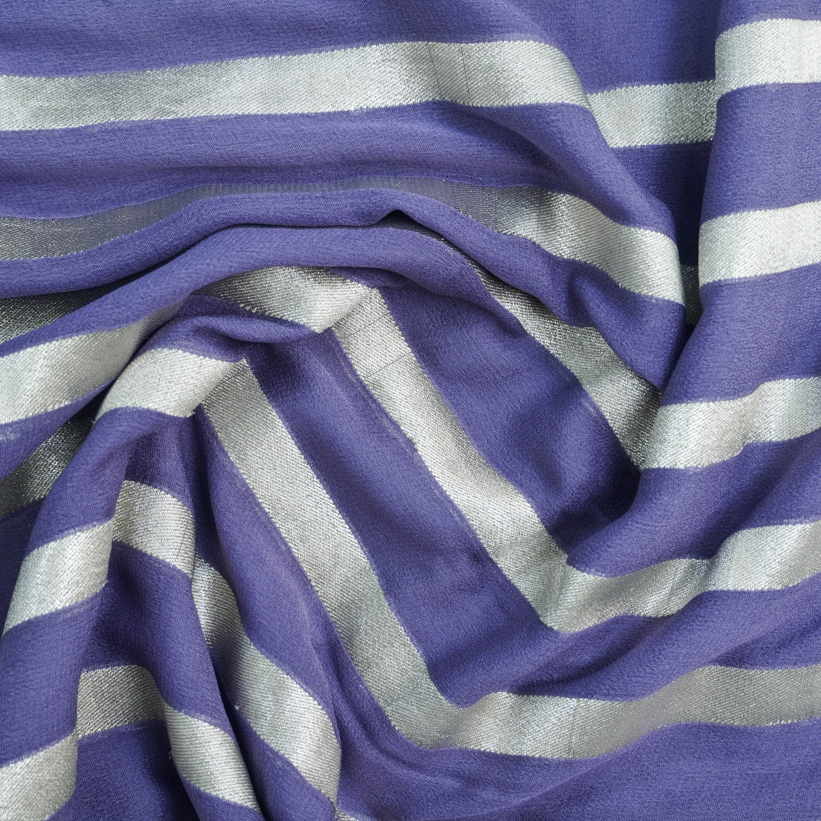 Pure Georgette Handloom Stripes Banarasi Saree - Khinkhwab