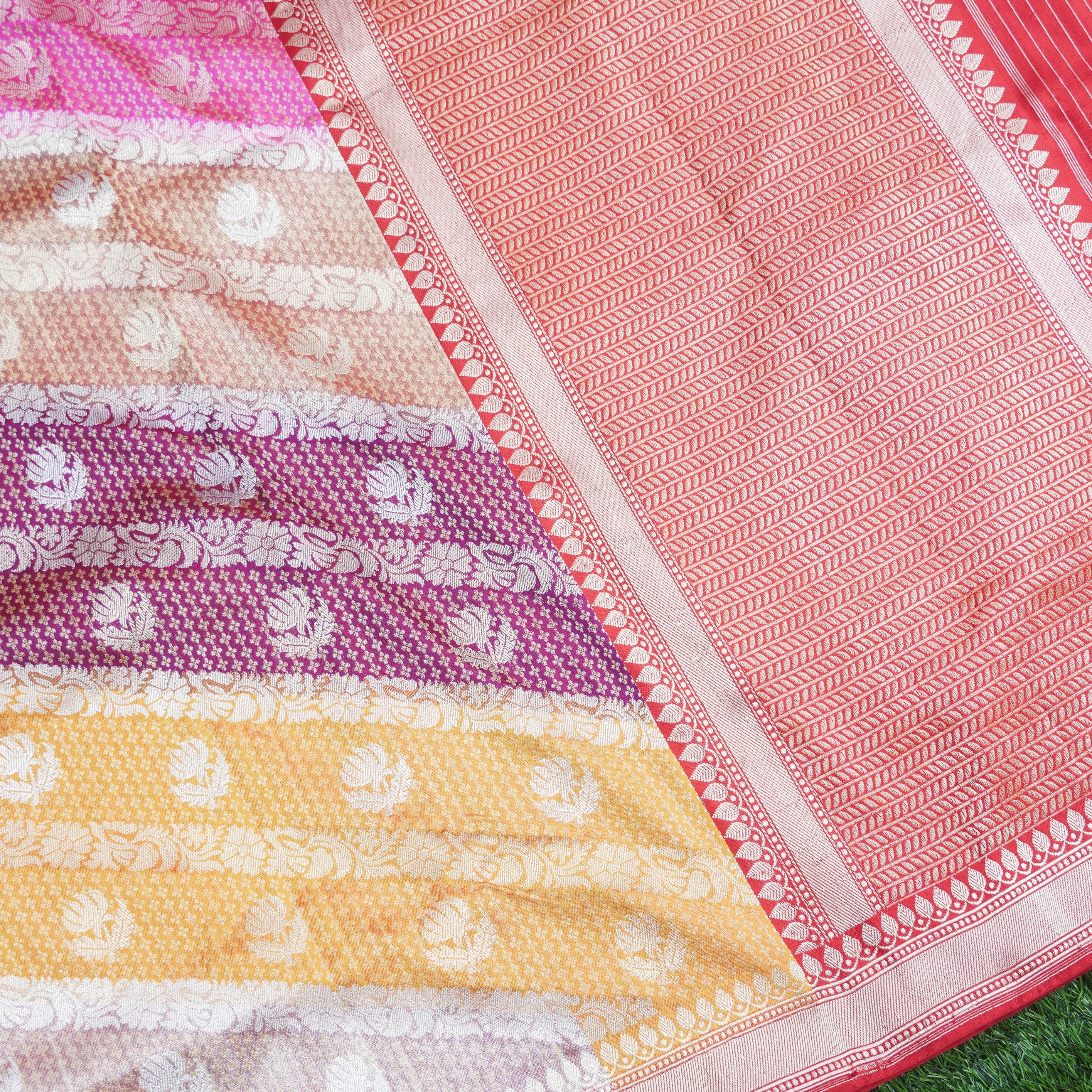 Handwoven Pure Katan Silk Banarasi Kadwa Rangkat Saree - Khinkhwab