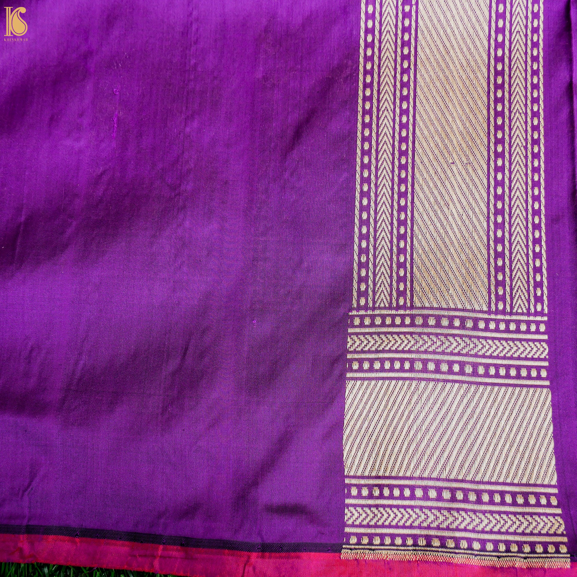 Purple Katan Silk Handloom Banarasi Shikargah Saree - Khinkhwab
