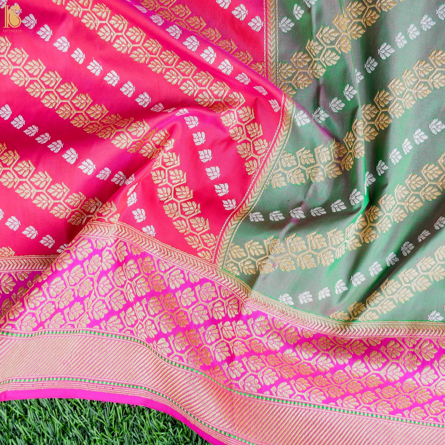 Handwoven Katan Silk Banarasi Chauki Rangkat Real Zari Dupatta - Khinkhwab