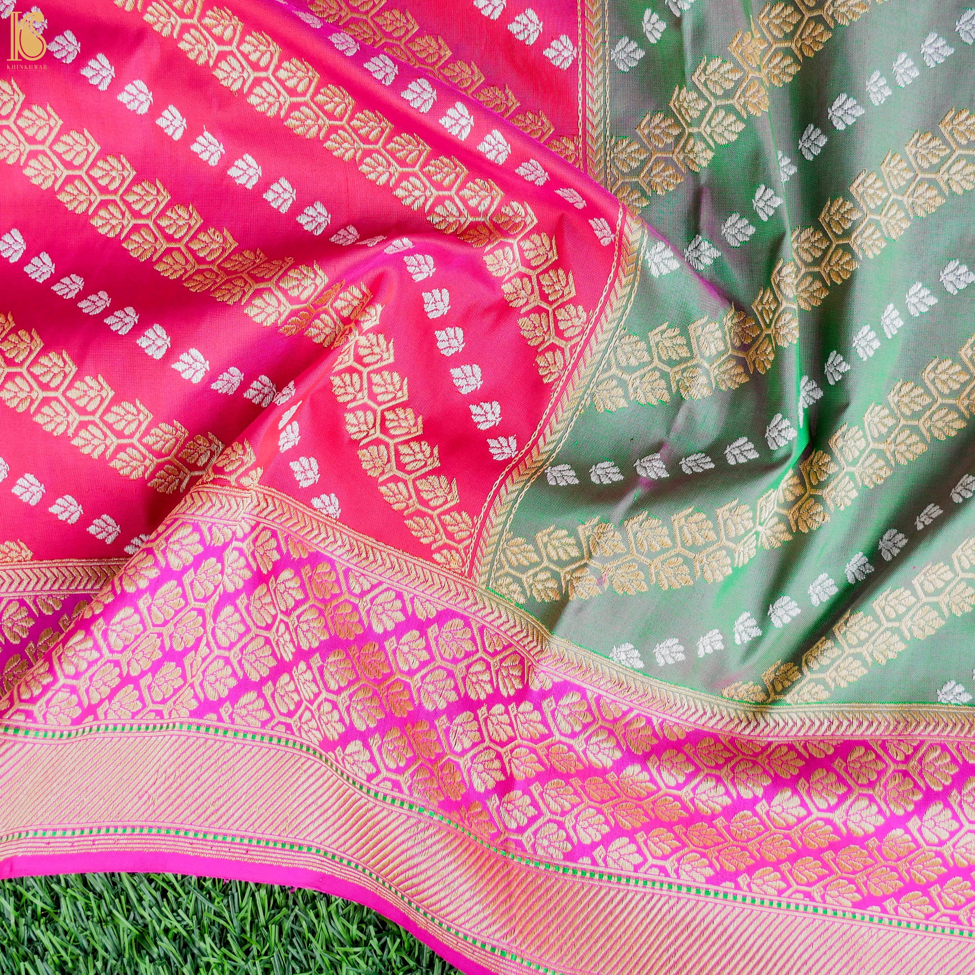 Handwoven Katan Silk Banarasi Chauki Rangkat Real Zari Dupatta - Khinkhwab