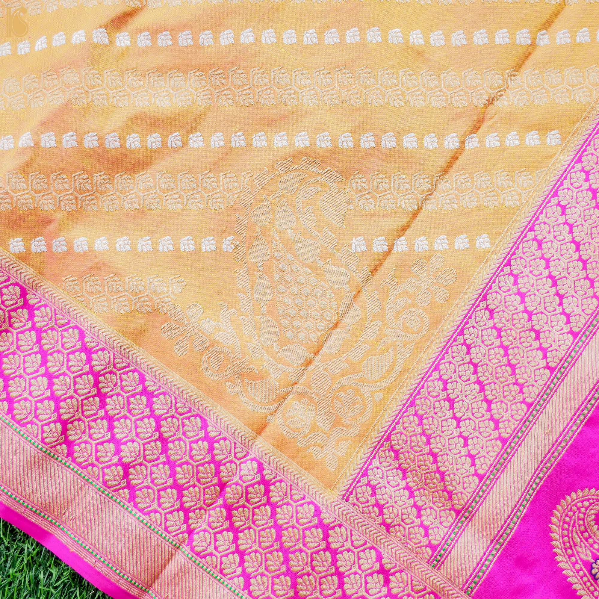 Handwoven Katan Silk Banarasi Chauki Rangkat Real Zari Dupatta - Khinkhwab