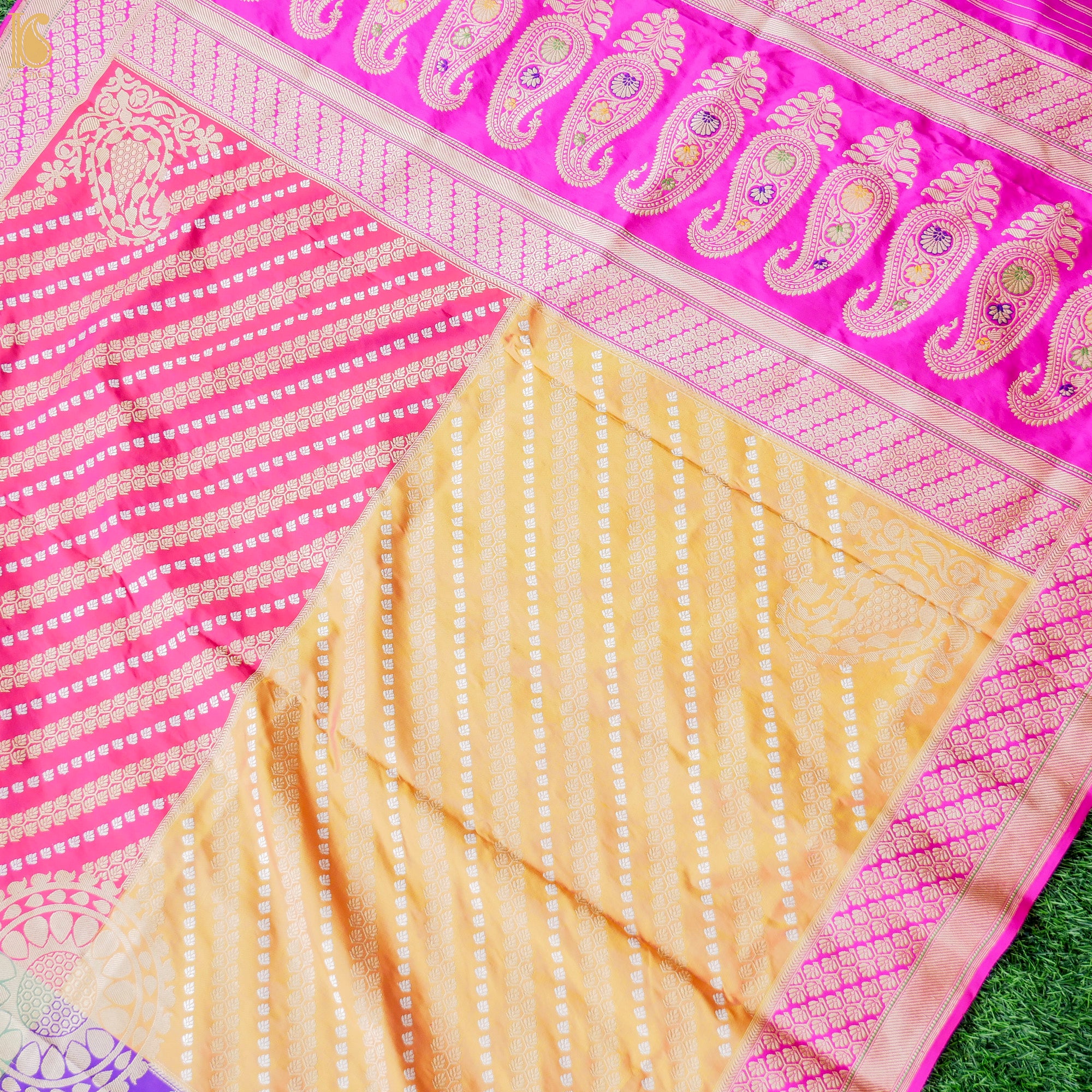 Handwoven Katan Silk Banarasi Chauki Rangkat Real Zari Dupatta - Khinkhwab