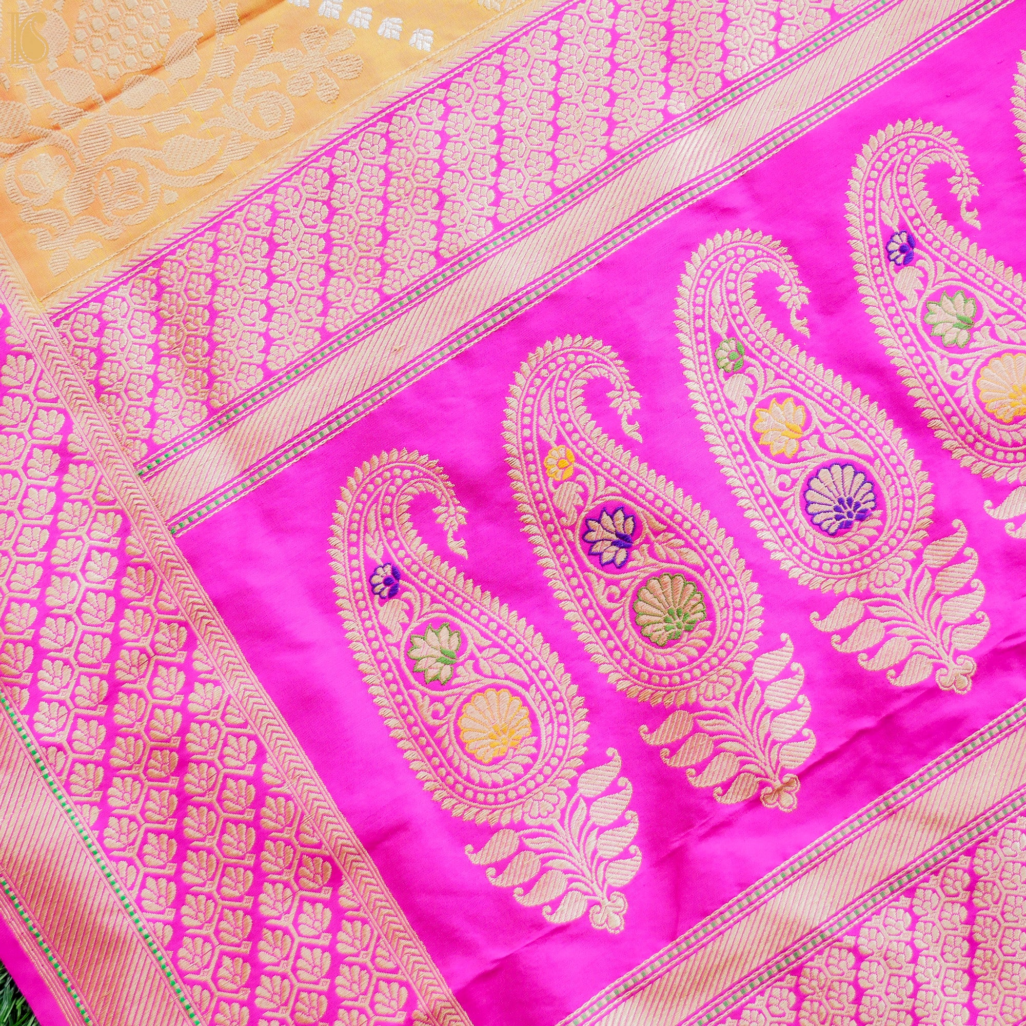 Handwoven Katan Silk Banarasi Chauki Rangkat Real Zari Dupatta - Khinkhwab