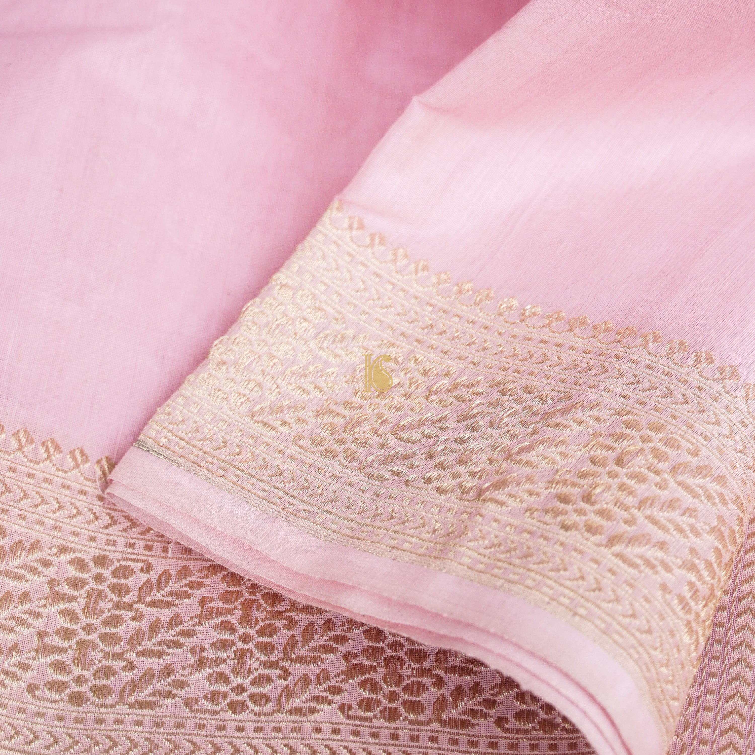 Classic Rose Pink Pure Cotton Handloom Banarasi Saree - Khinkhwab