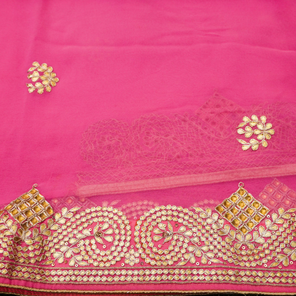 Pale Violet Pure Georgette Gotta Patti Saree - Khinkhwab