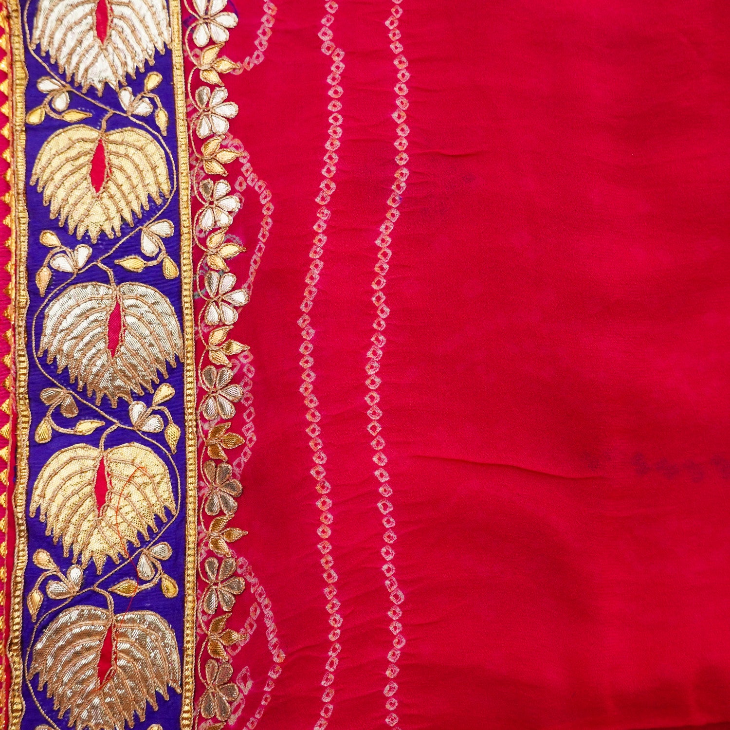 Pink Pure Georgette Bandhani Gotta Patti Saree - Khinkhwab