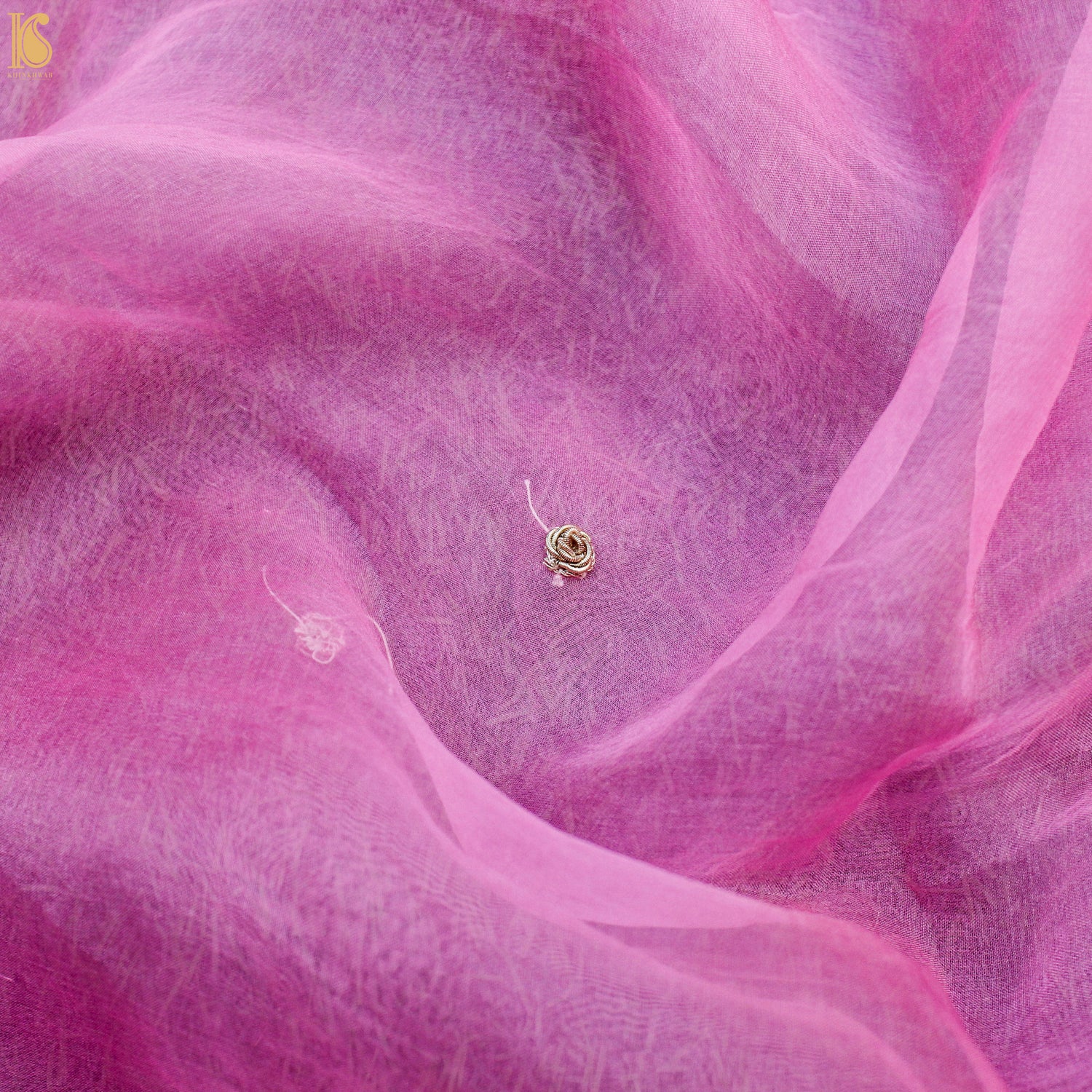 Tea Rose Pink Pure Organza Silk Dupatta with Embroidery - Khinkhwab