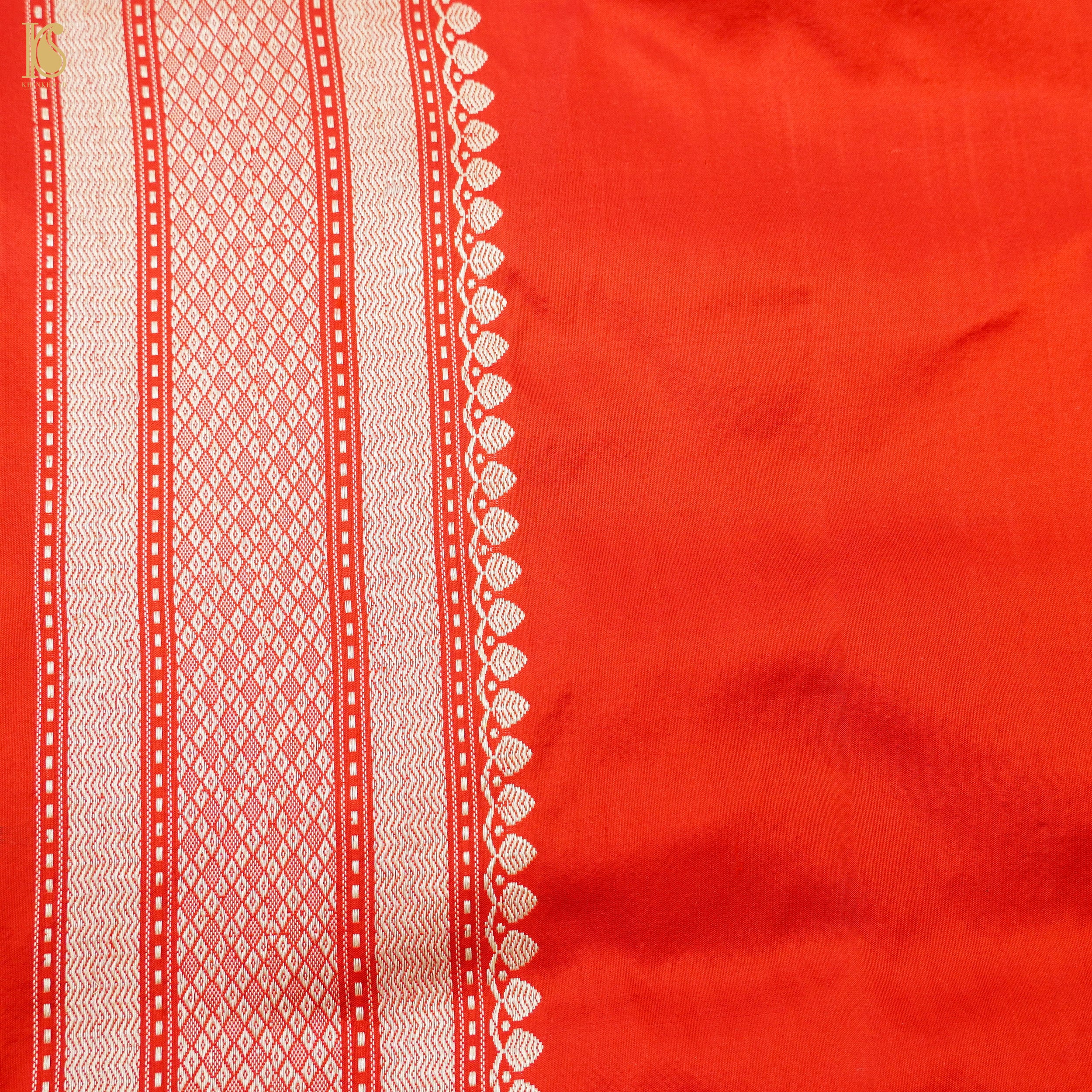 Red Handloom Katan Silk Banarasi Shikargah Kadwa Saree - Khinkhwab