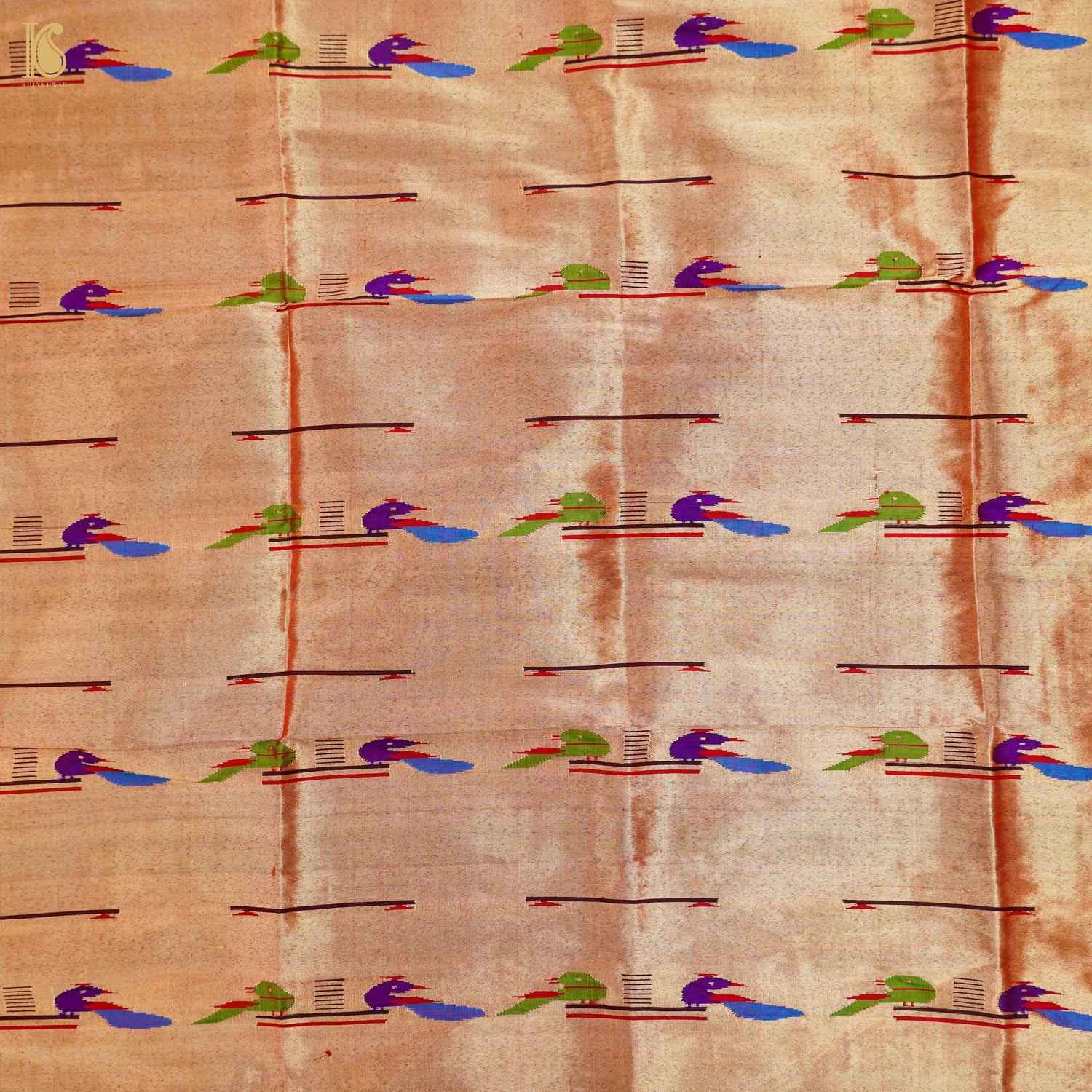 Gold Pure Silk Paithani Handwoven Meenakari Blouse Piece - Khinkhwab