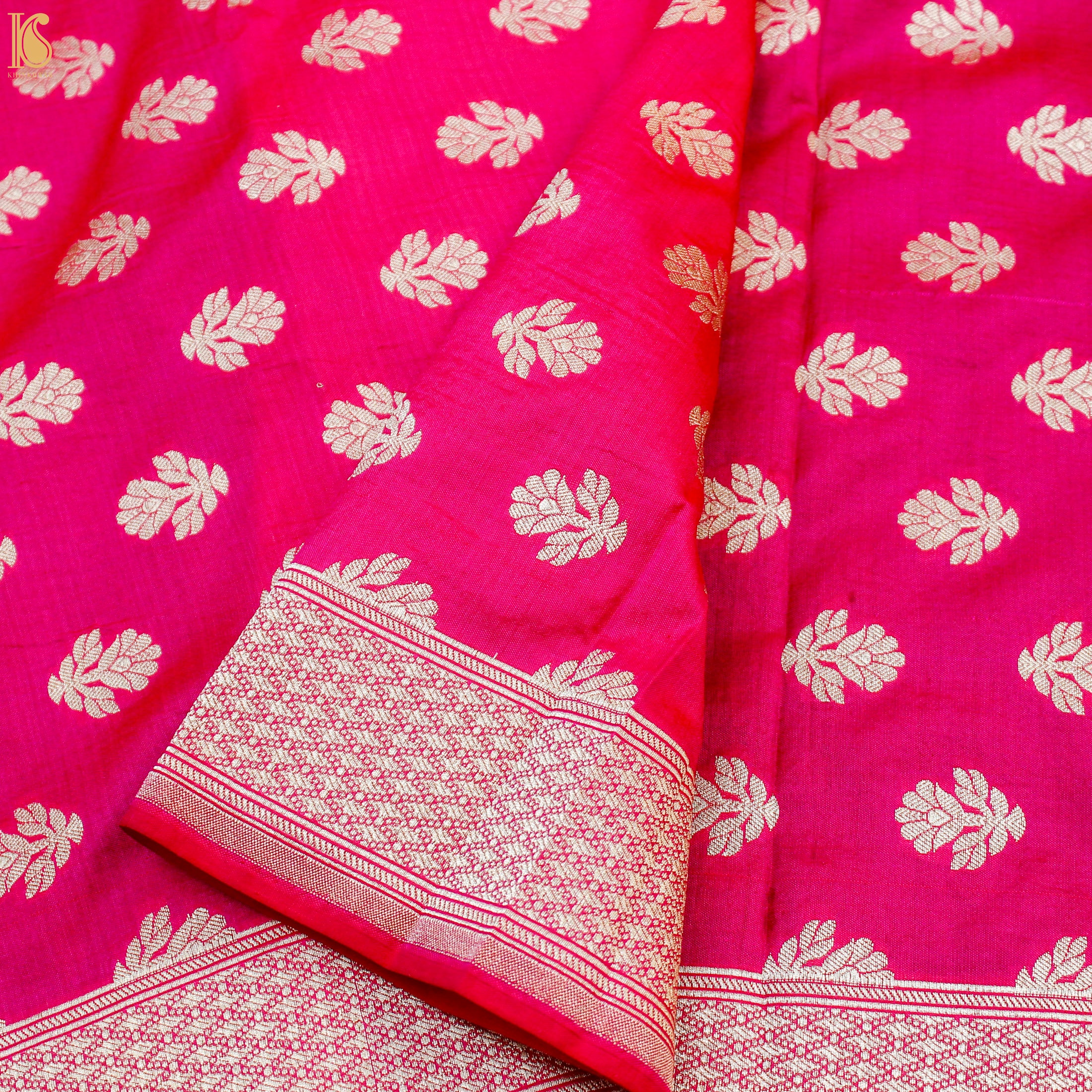 Ruby Pink Katan Silk Handloom Banarasi Kalidar Lehenga Set - Khinkhwab