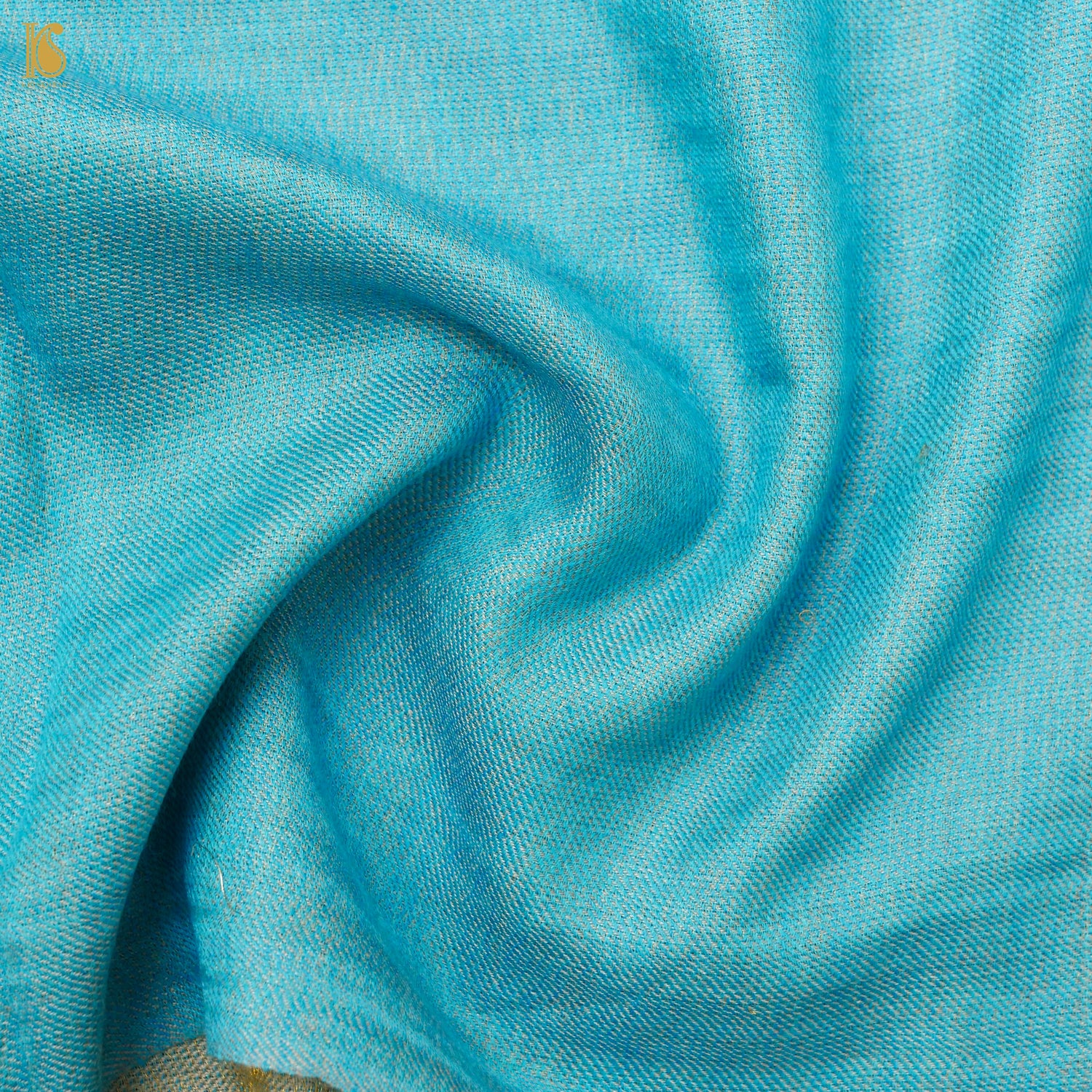 Viking Blue Tissue Semi Pashmina Handwoven Kashmiri Stole - Khinkhwab