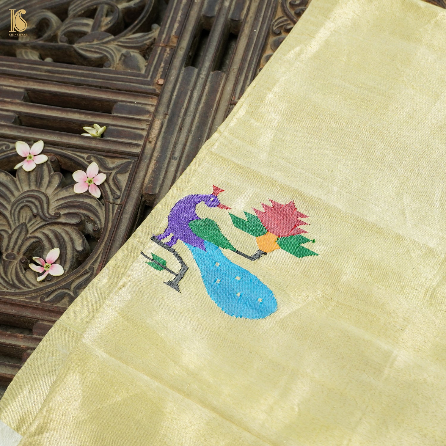 Pure Silk Paithani Handwoven Meenakari Peacock Blouse Piece - Khinkhwab