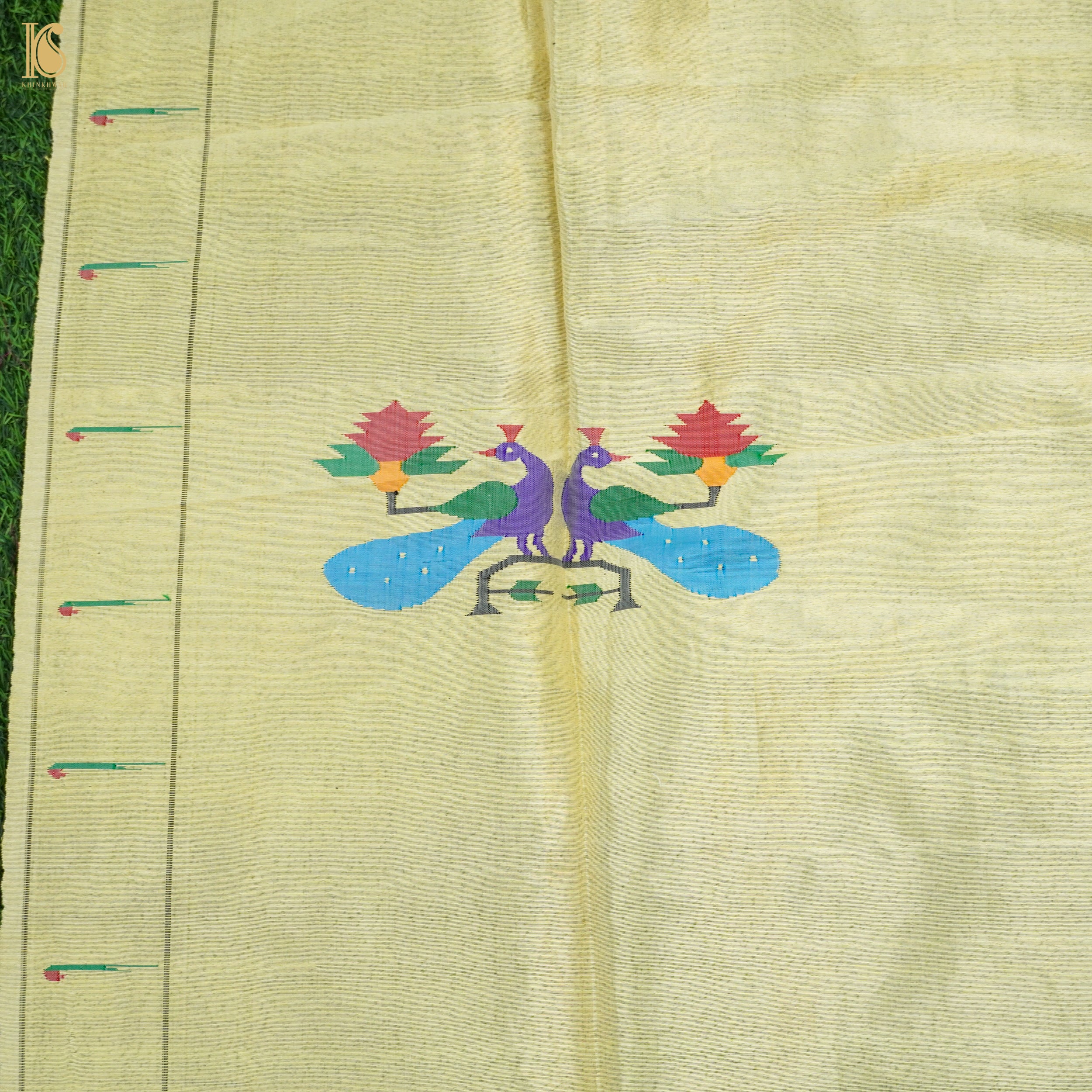 Pure Silk Paithani Handwoven Meenakari Peacock Blouse Piece - Khinkhwab