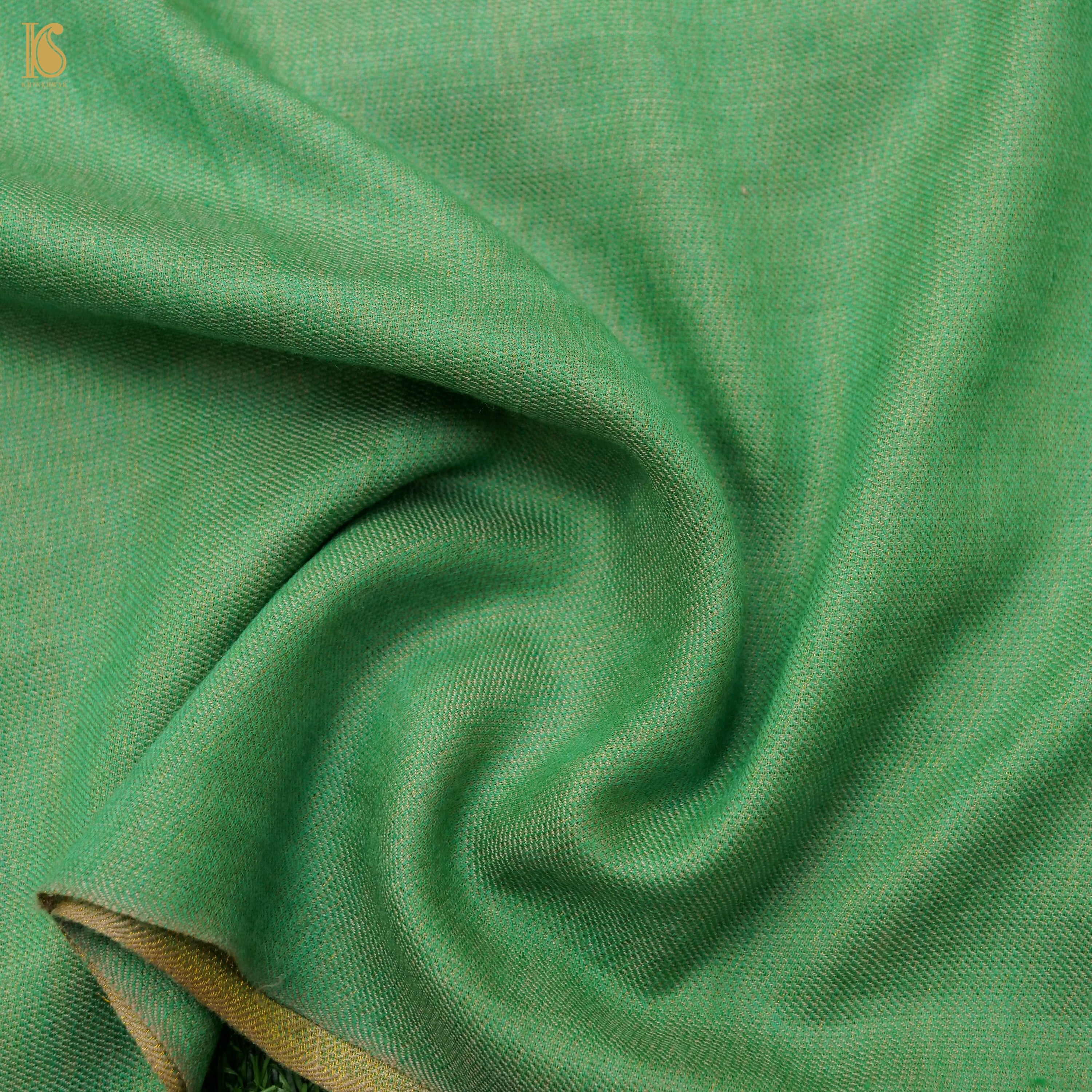 Amulet Green Tissue Semi Pashmina Handwoven Kashmiri Stole - Khinkhwab
