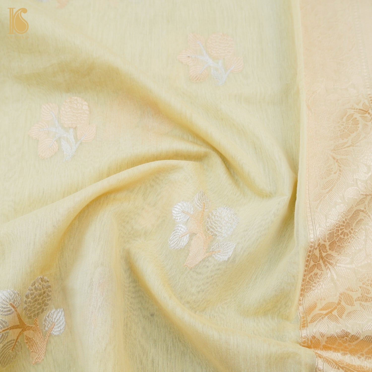 Heathered Gray Pure Cotton Handloom Banarasi Jamdani Saree - Khinkhwab