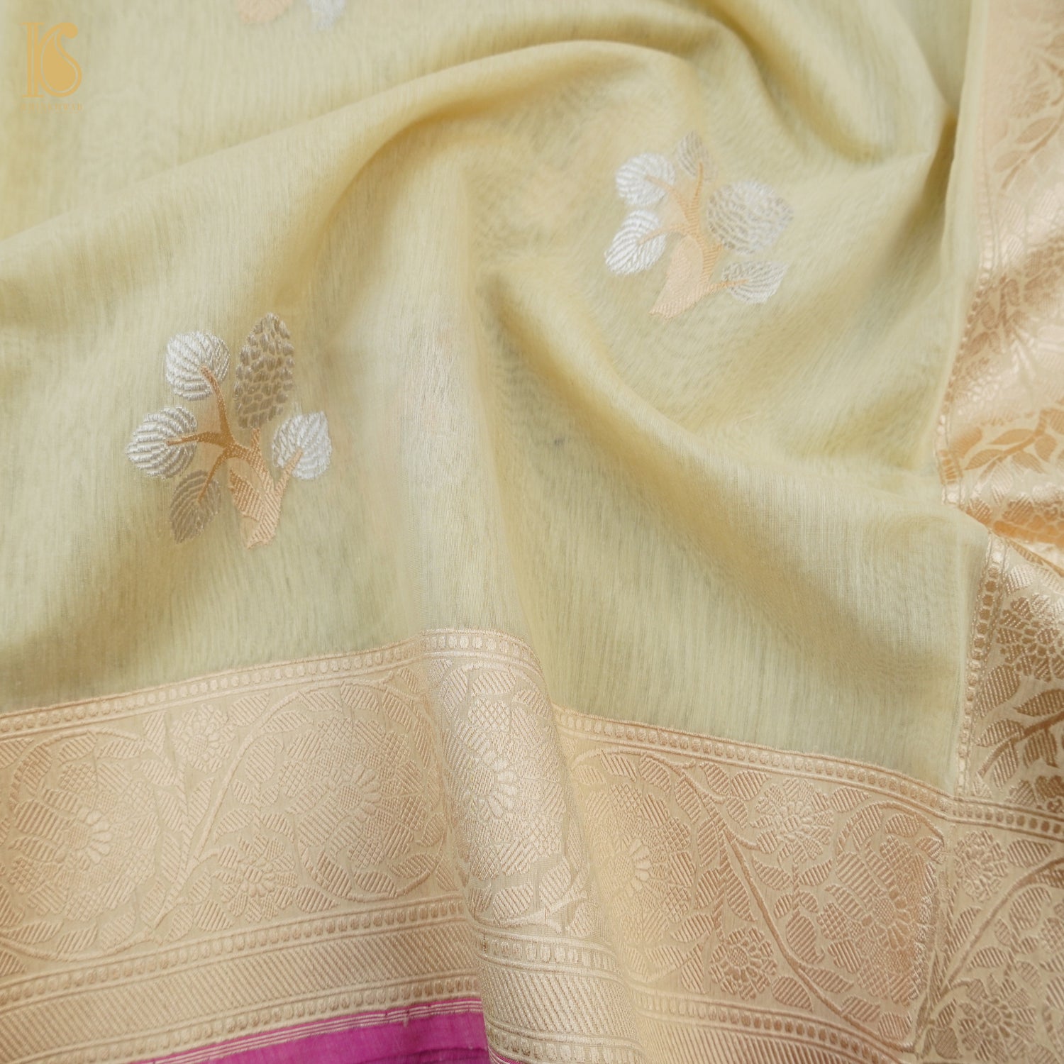 Heathered Gray Pure Cotton Handloom Banarasi Jamdani Saree - Khinkhwab