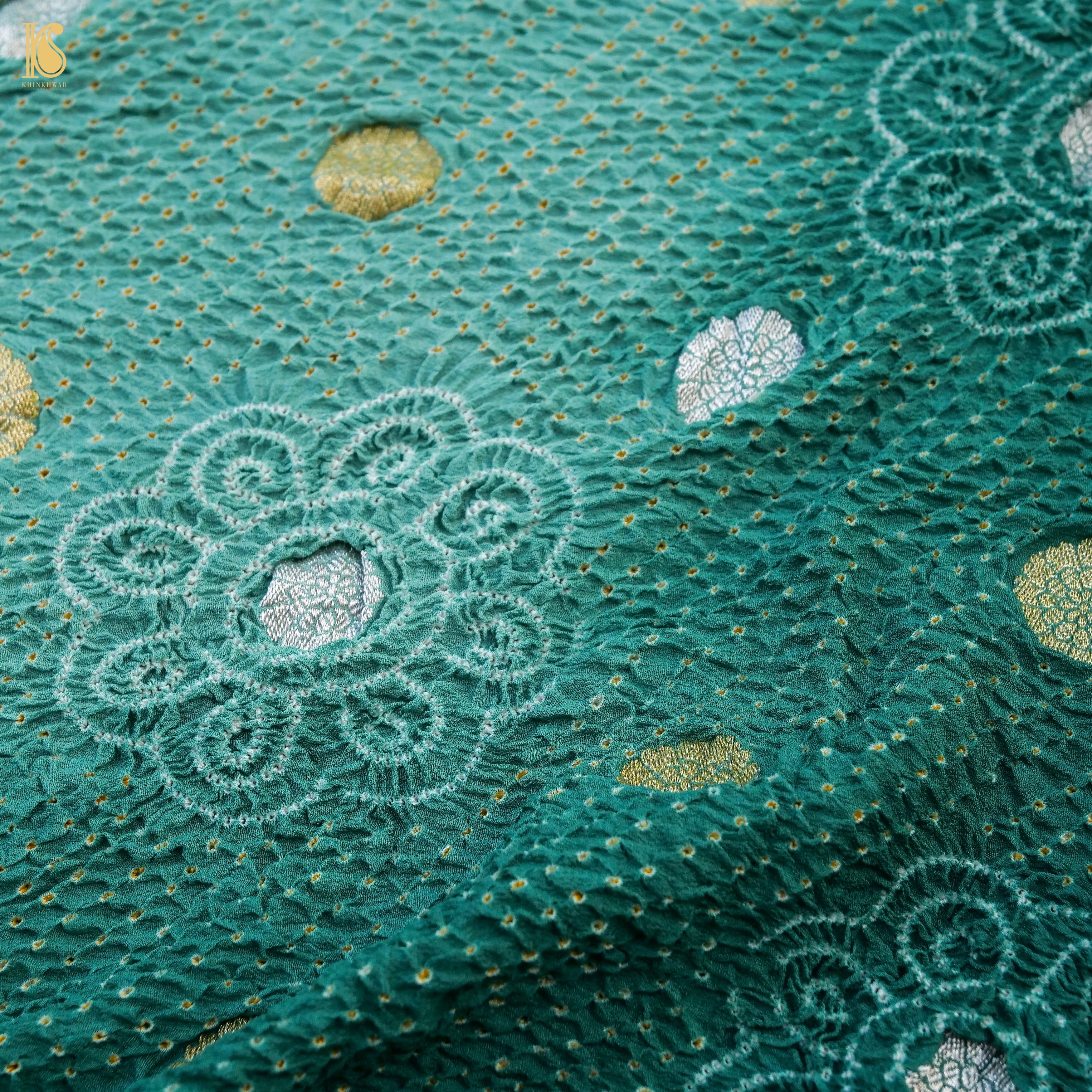 Green Banarasi Pure Georgette Bandhani Saree - Khinkhwab