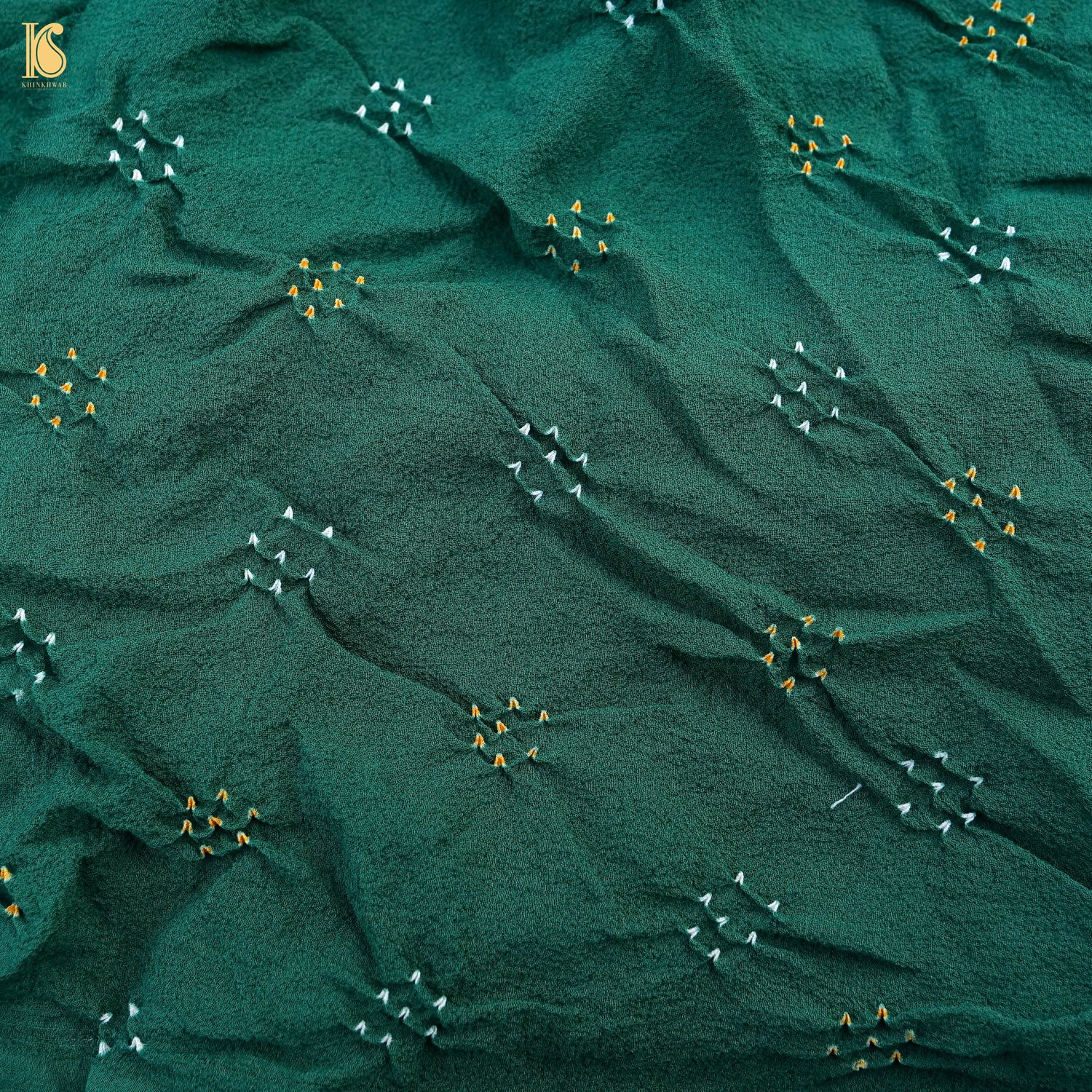 Green Banarasi Pure Georgette Bandhani Saree - Khinkhwab