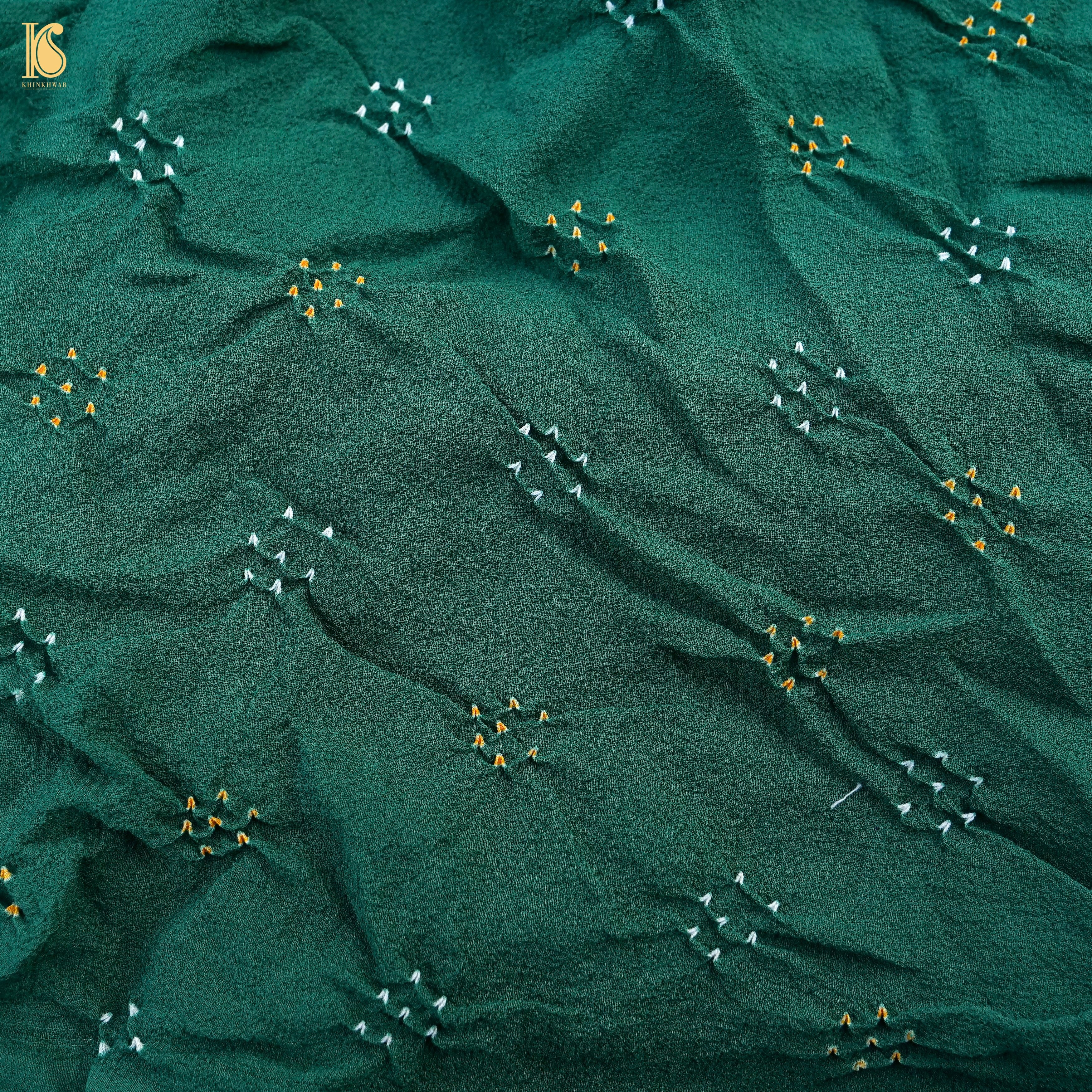 Green Banarasi Pure Georgette Bandhani Saree - Khinkhwab