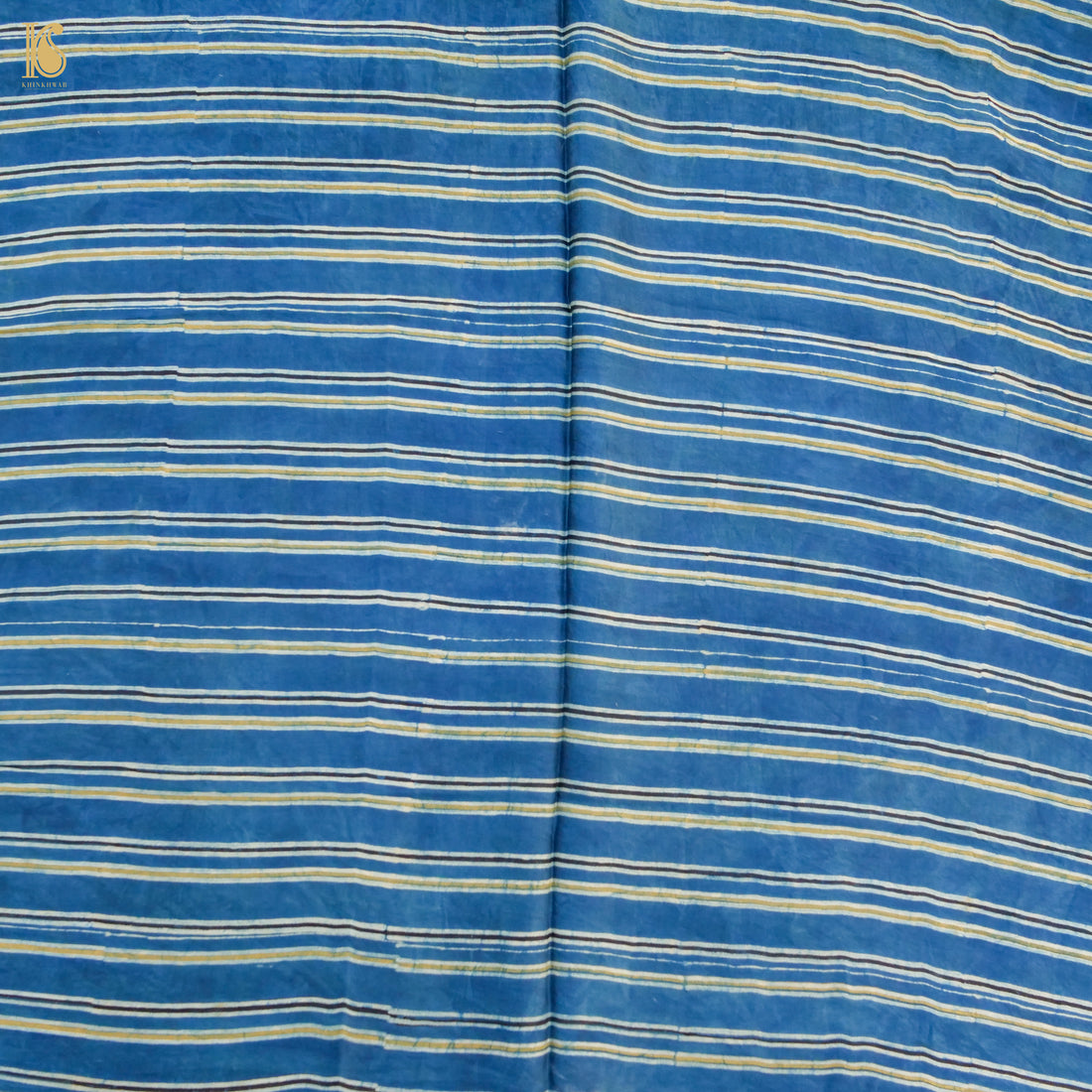 Blue Hand Block Ajrakh Modal Silk Fabric - Khinkhwab