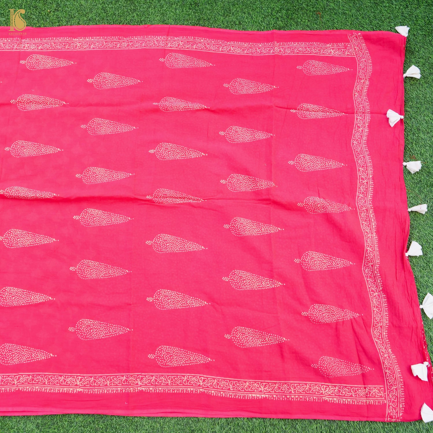 Red Pure Mul Cotton Ajrakh Saree - Khinkhwab