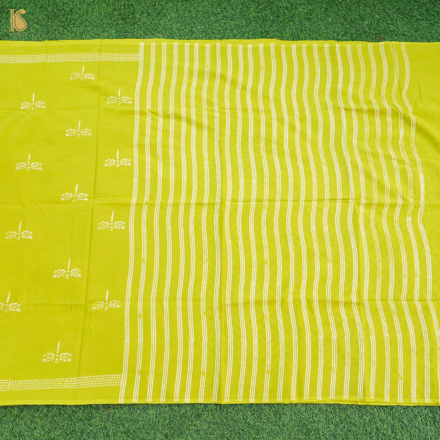 Barberry Green Pure Mul Cotton Ajrakh Saree - Khinkhwab